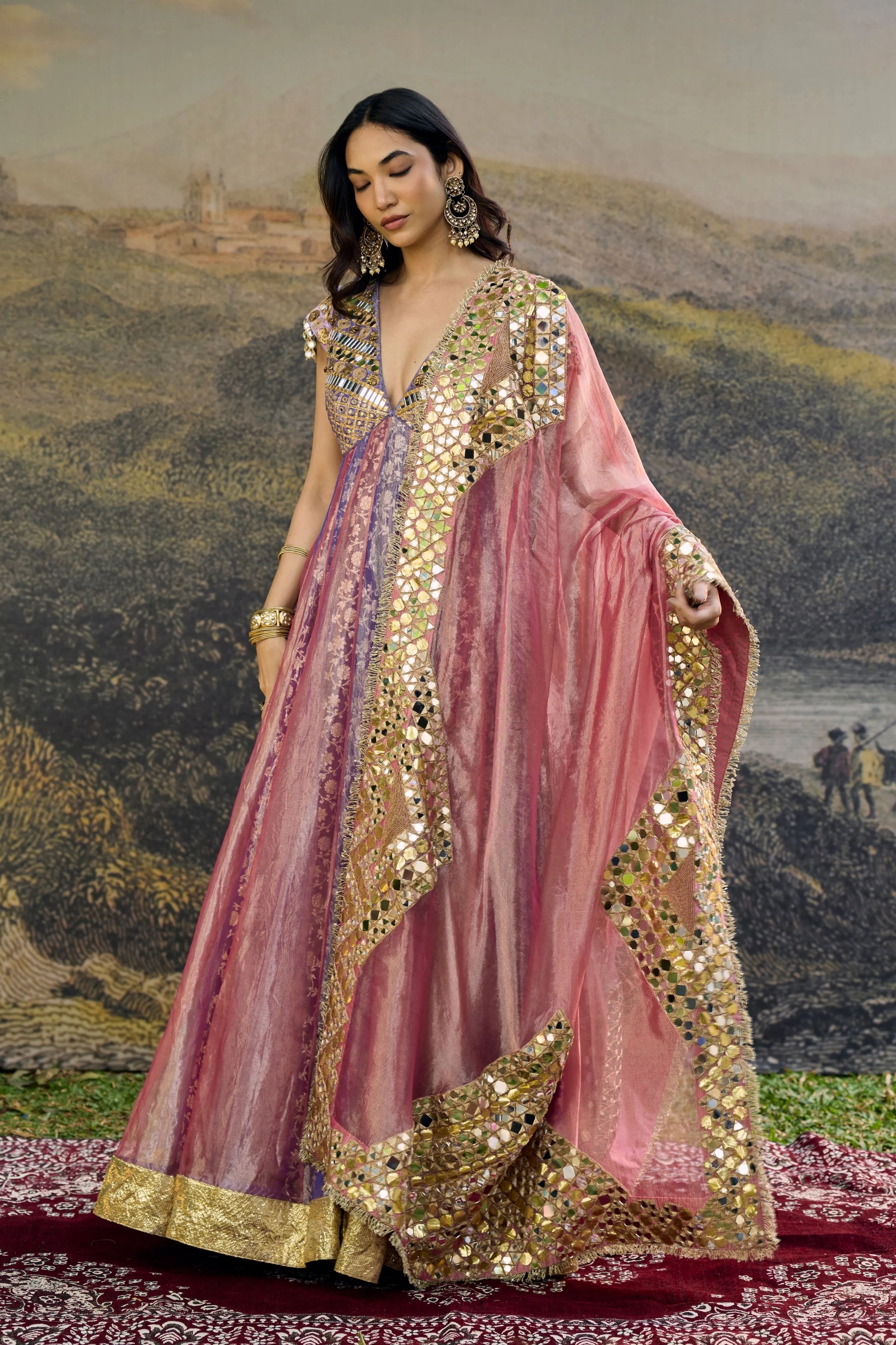 Gulrangi Mirror Anarkali Set