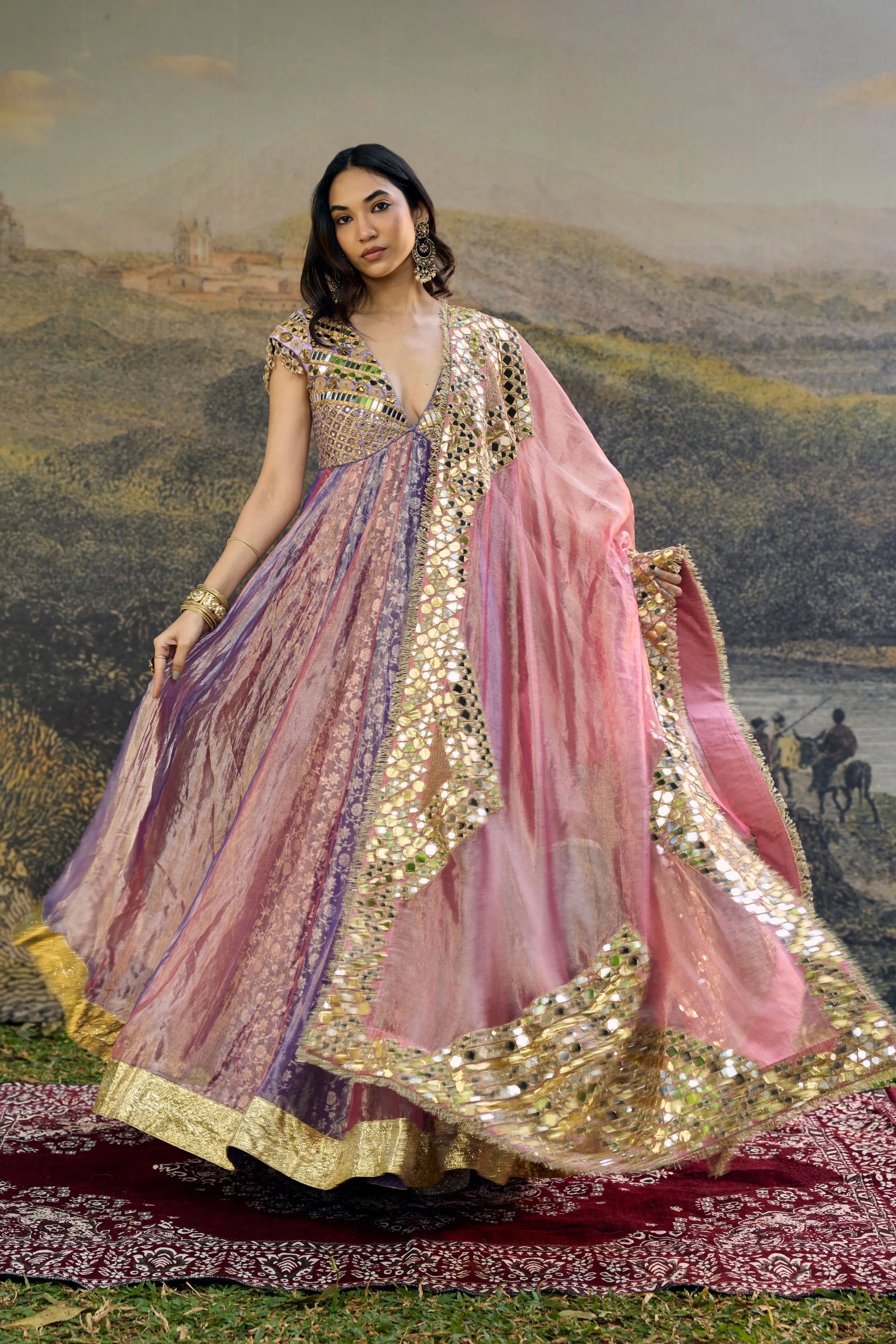 Gulrangi Mirror Anarkali Set