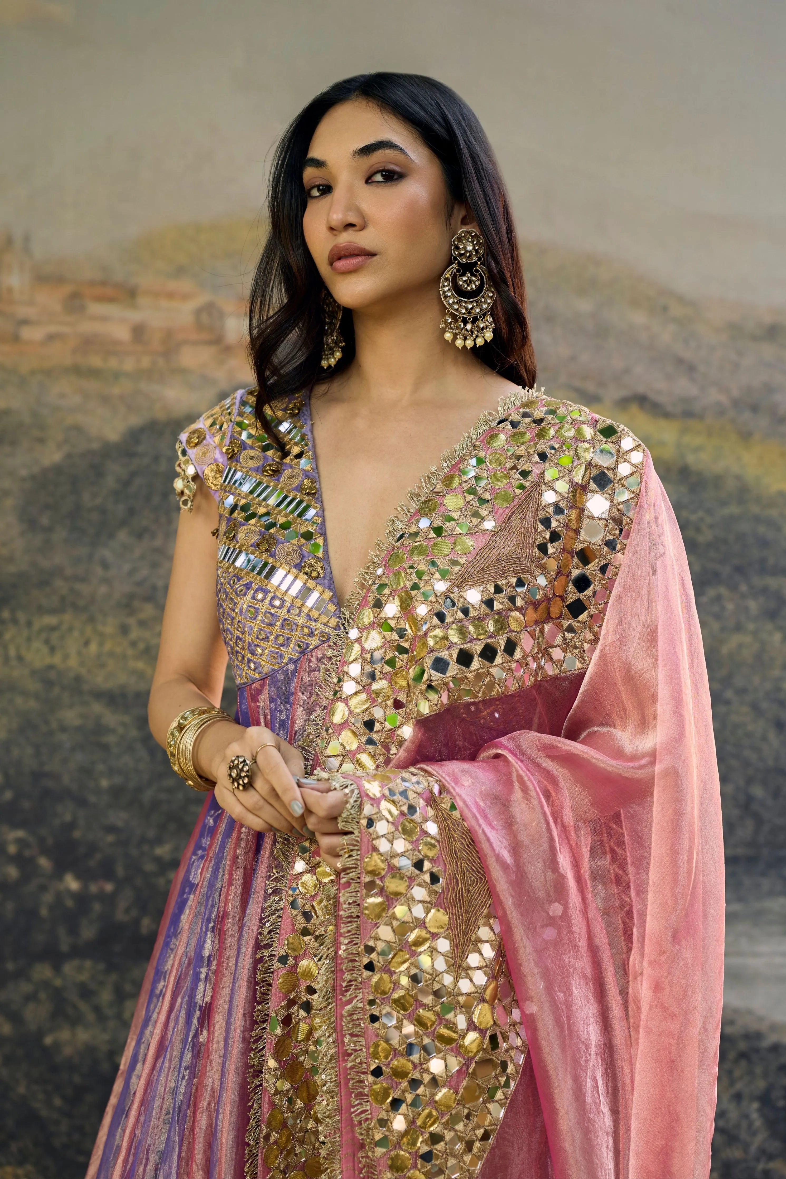 Gulrangi Mirror Anarkali Set