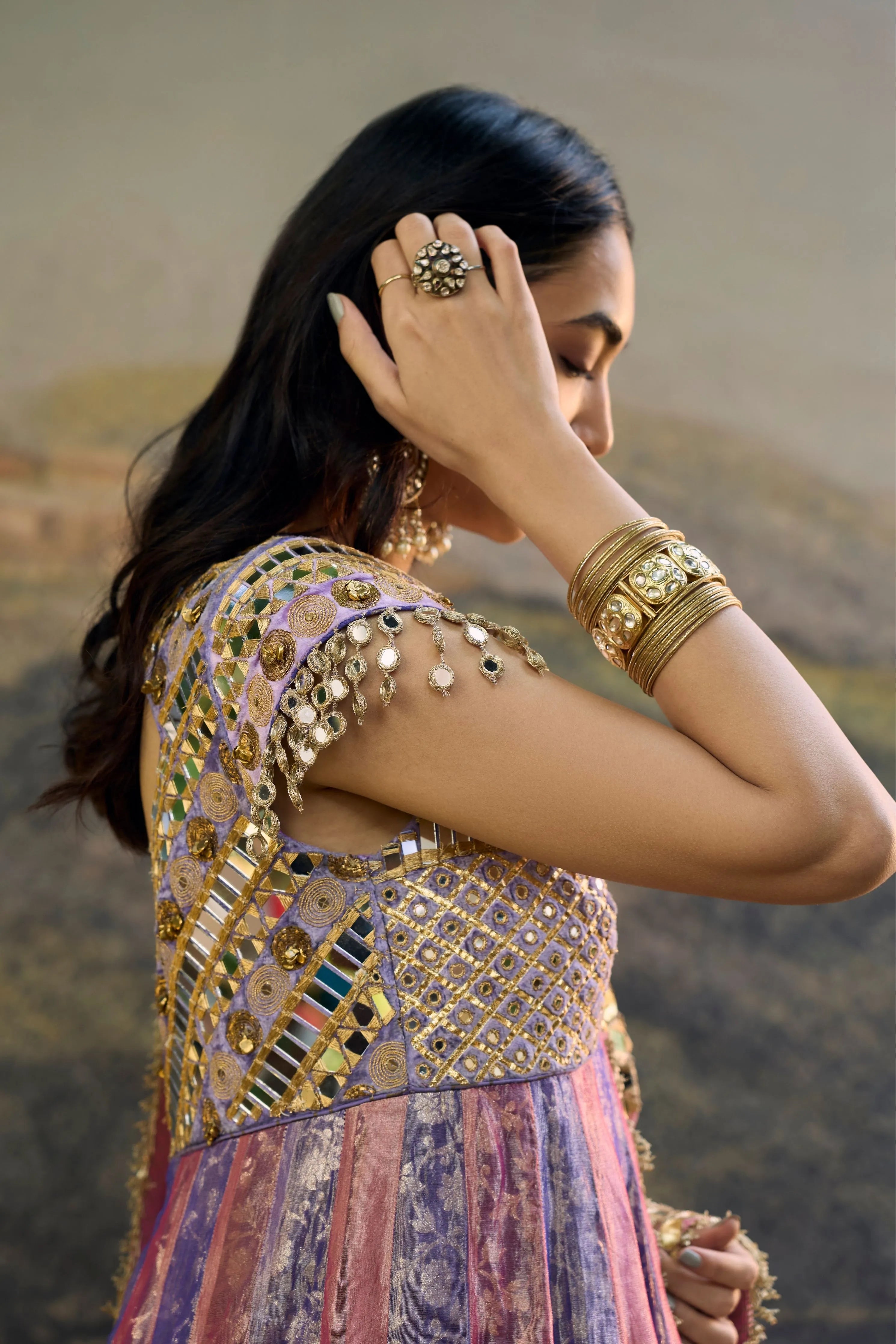 Gulrangi Mirror Anarkali Set
