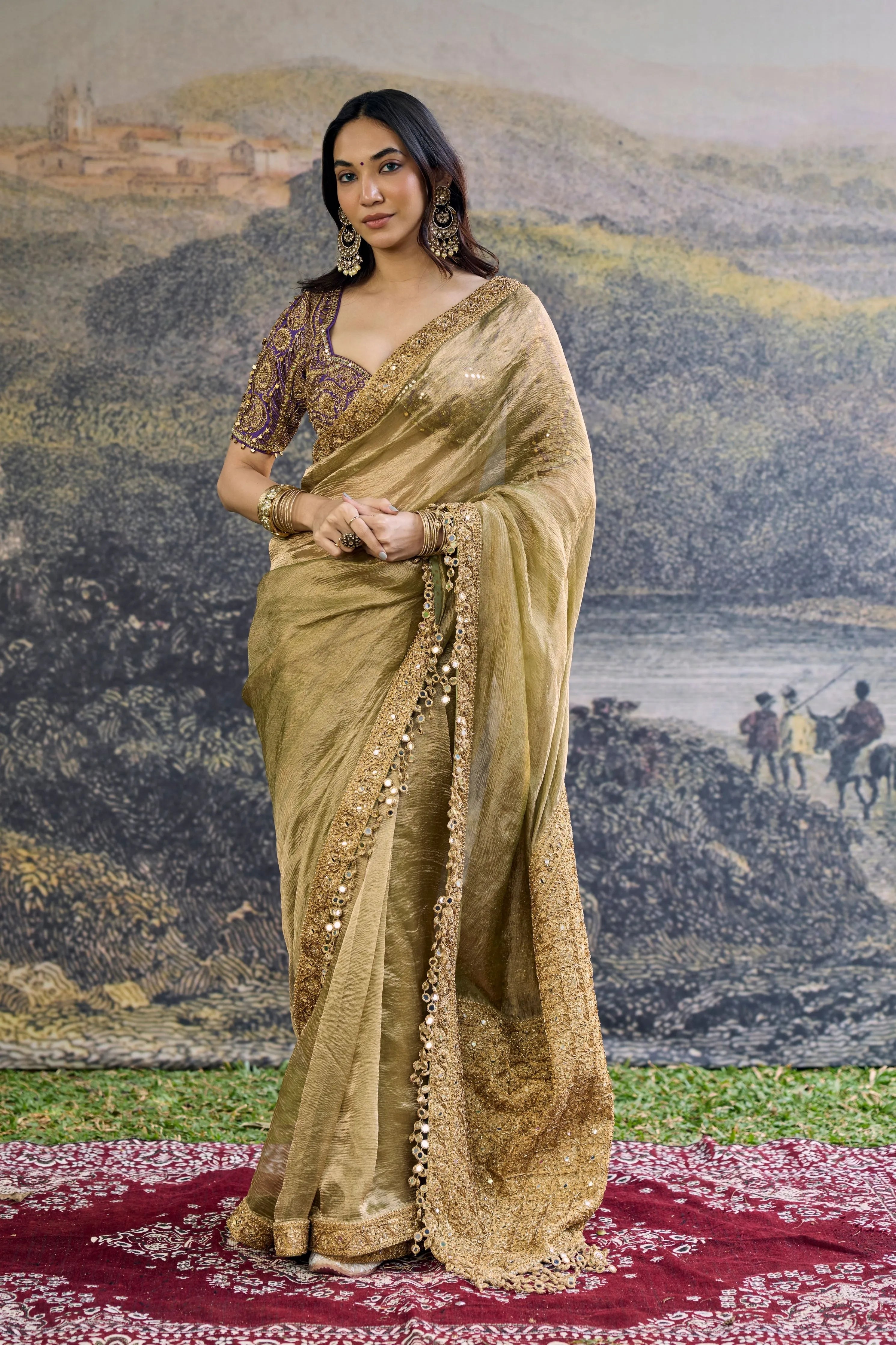 Zarvika Fusion Tissue Saree Set