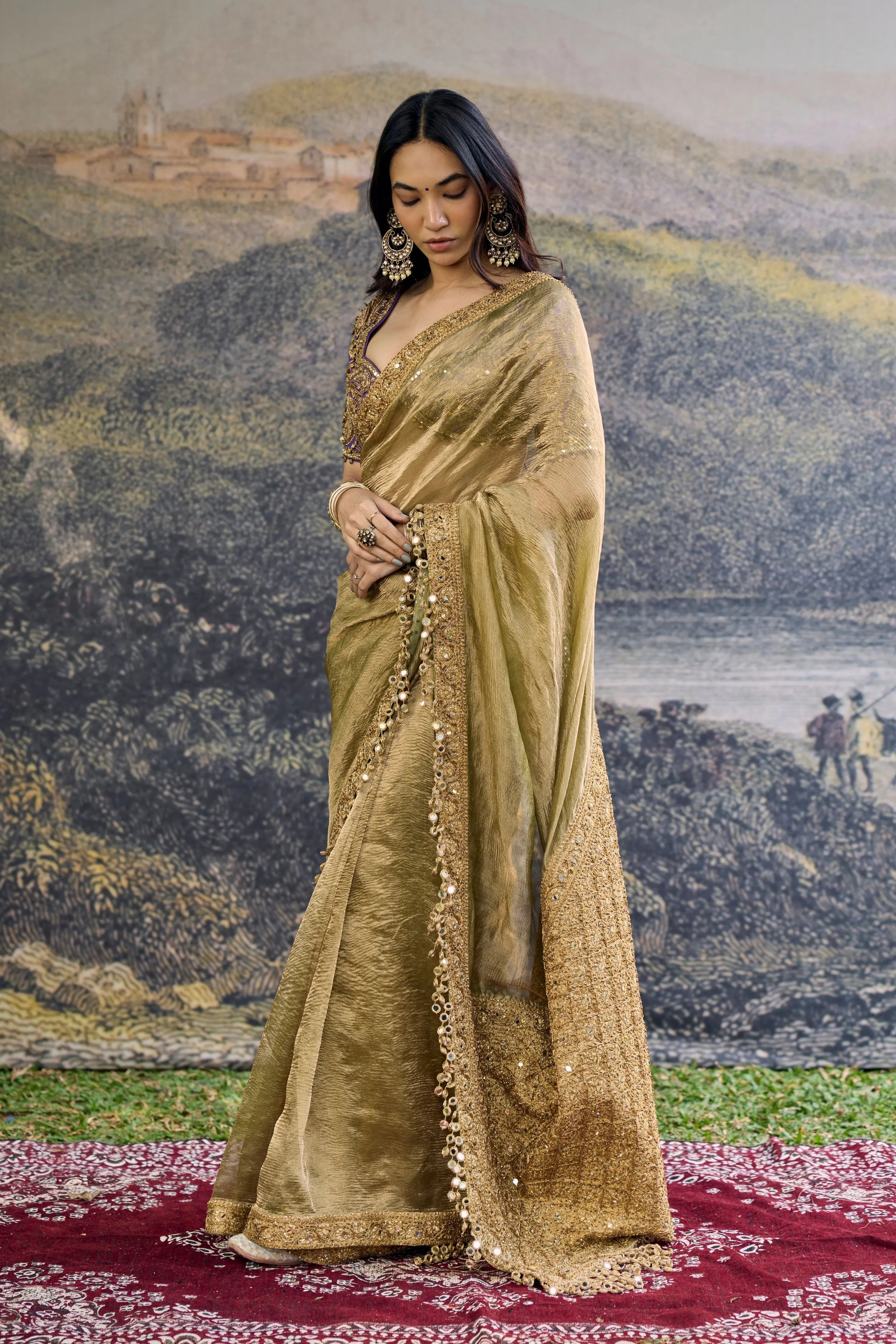 Zarvika Fusion Tissue Saree Set