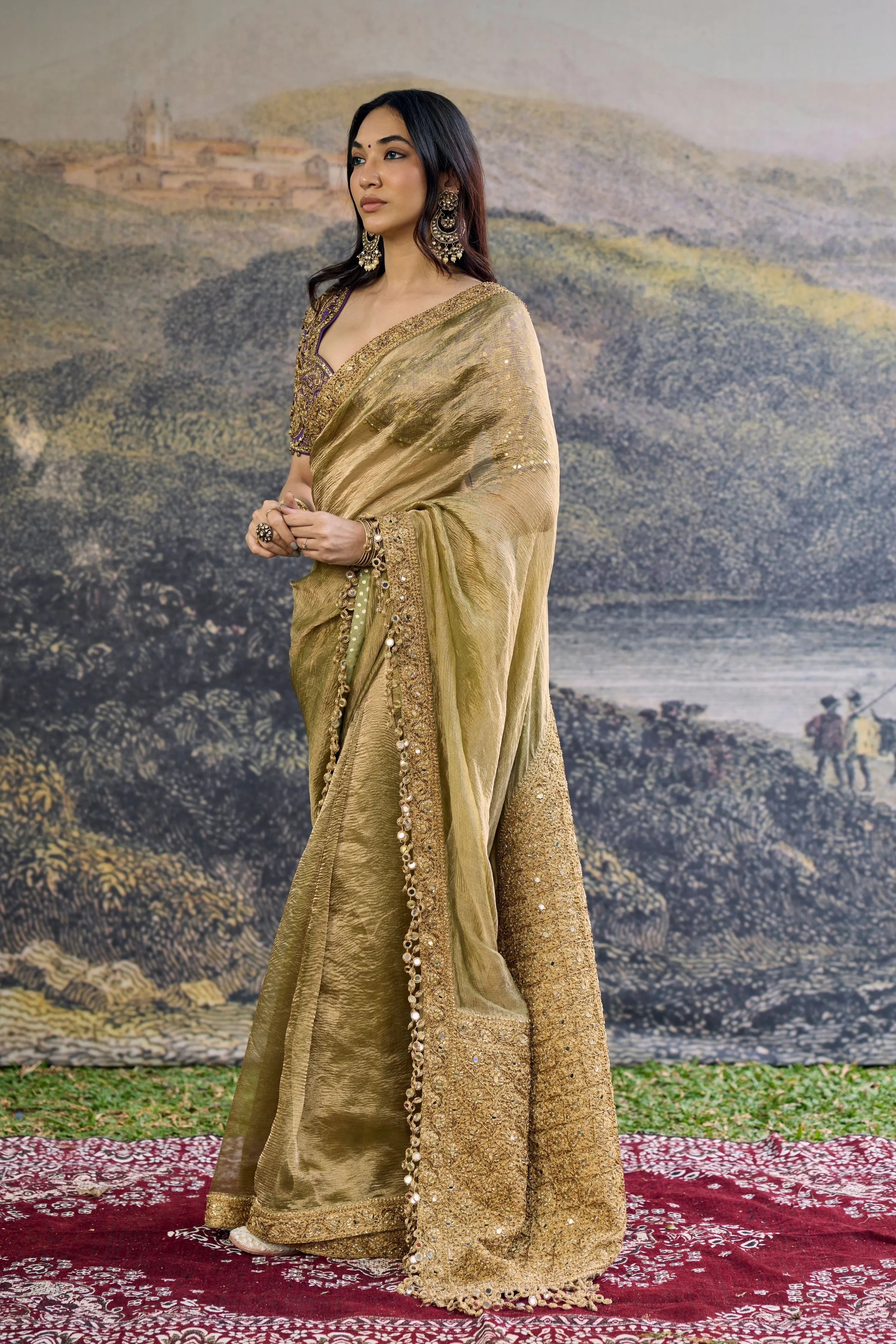 Zarvika Fusion Tissue Saree Set
