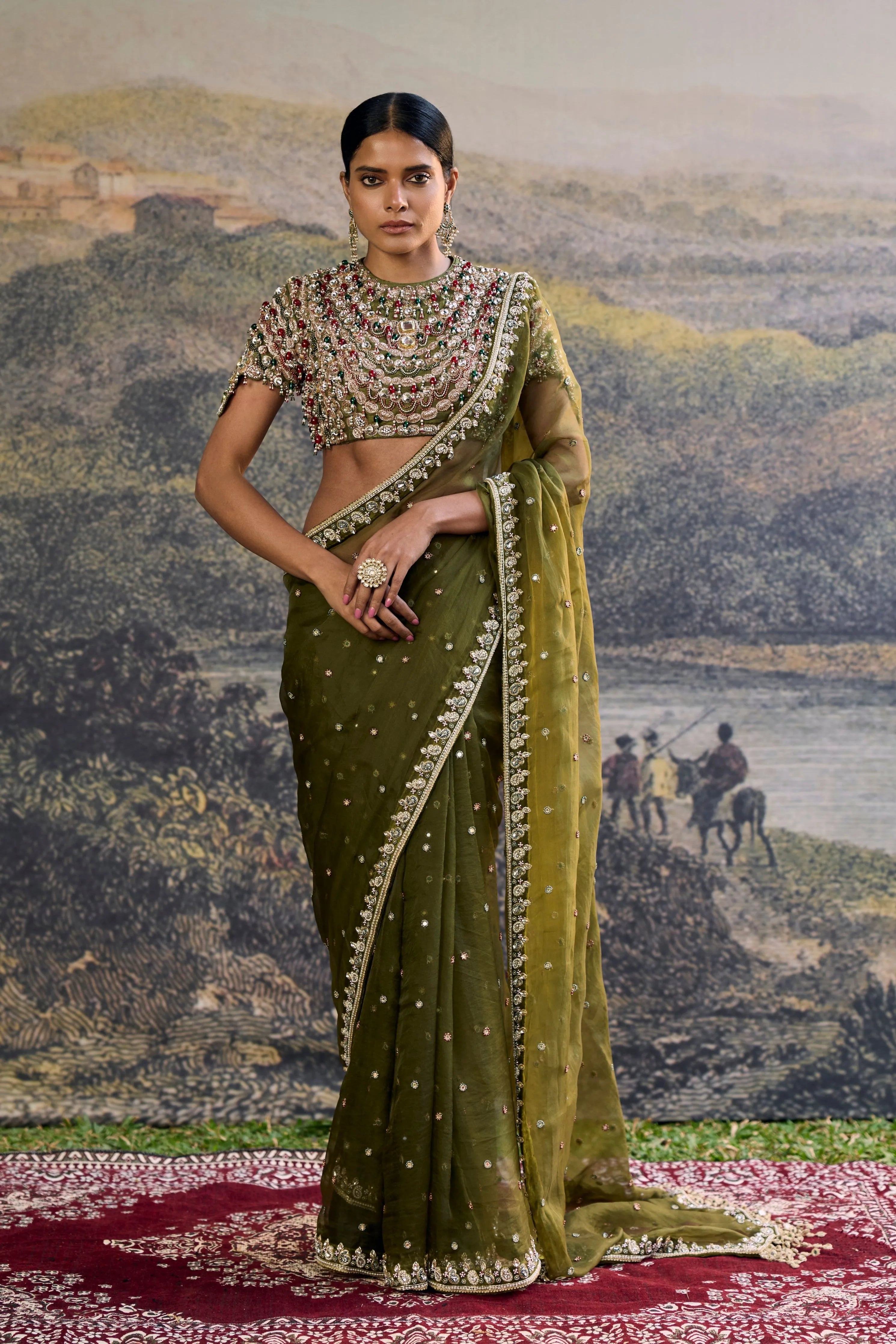 Zoya Jewel Organza Saree Set