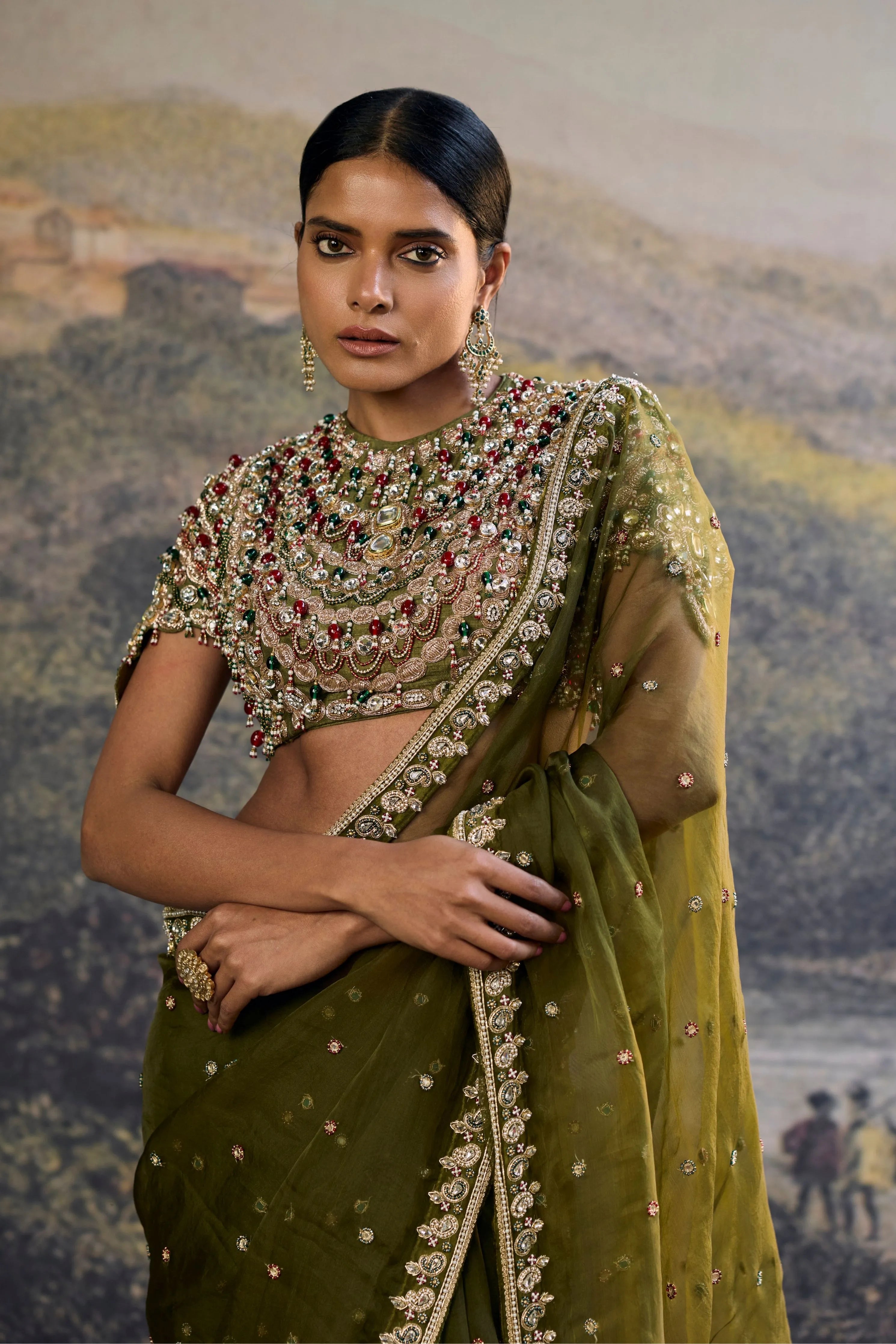 Zoya Jewel Organza Saree Set