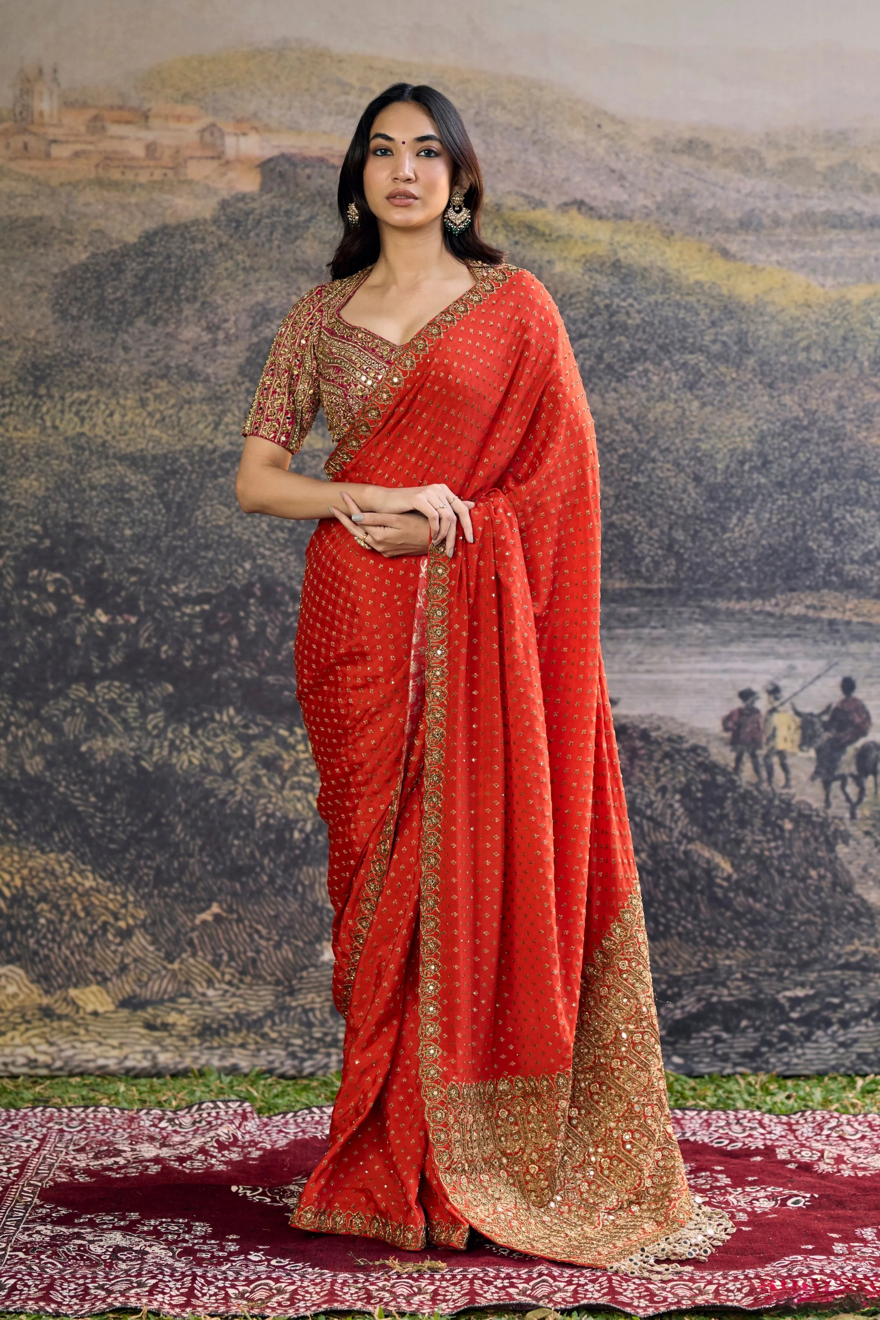 Surahi Rang Handloom Saree Set
