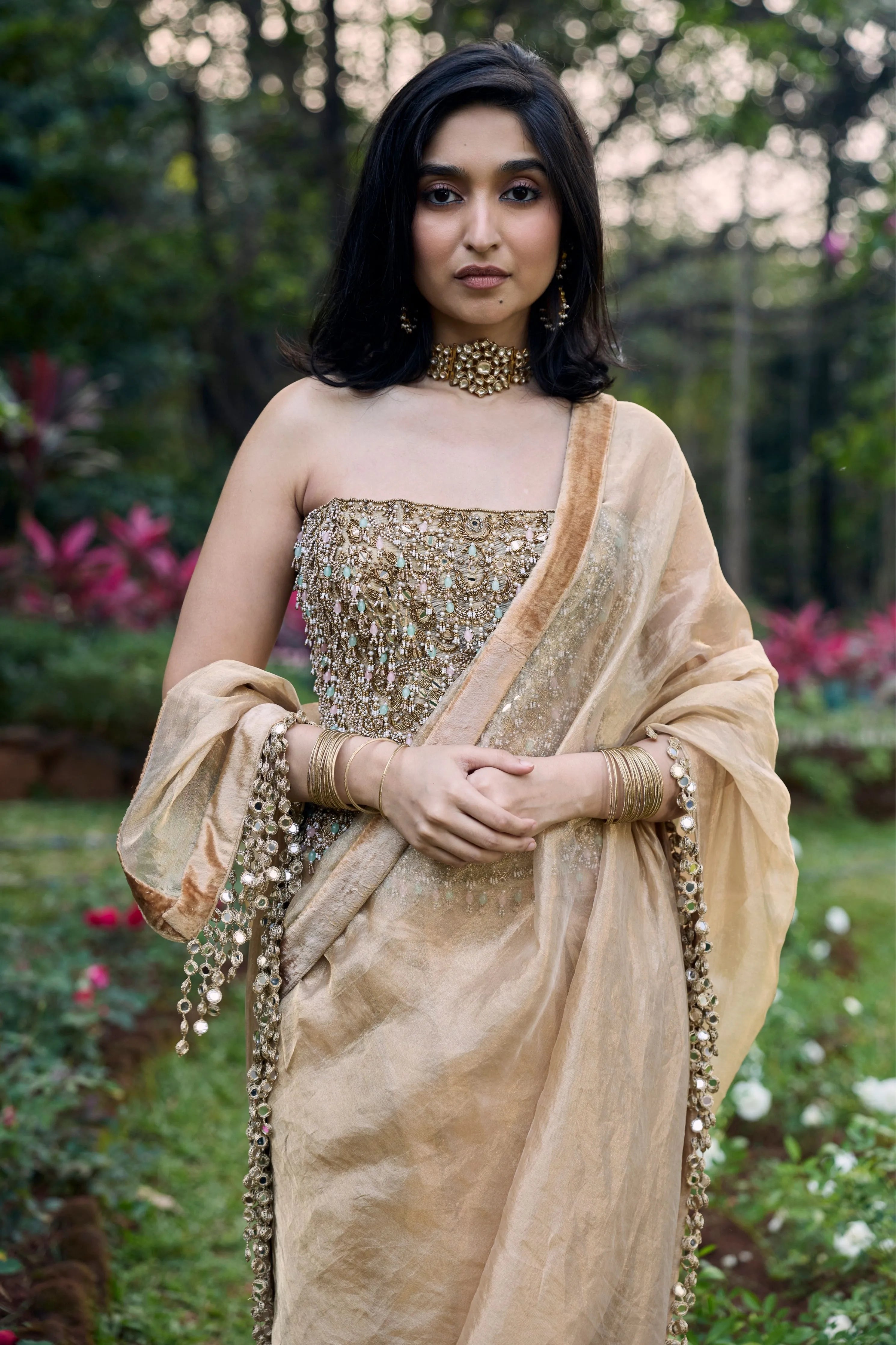 Sona Jhalaar Jadau Saree Set