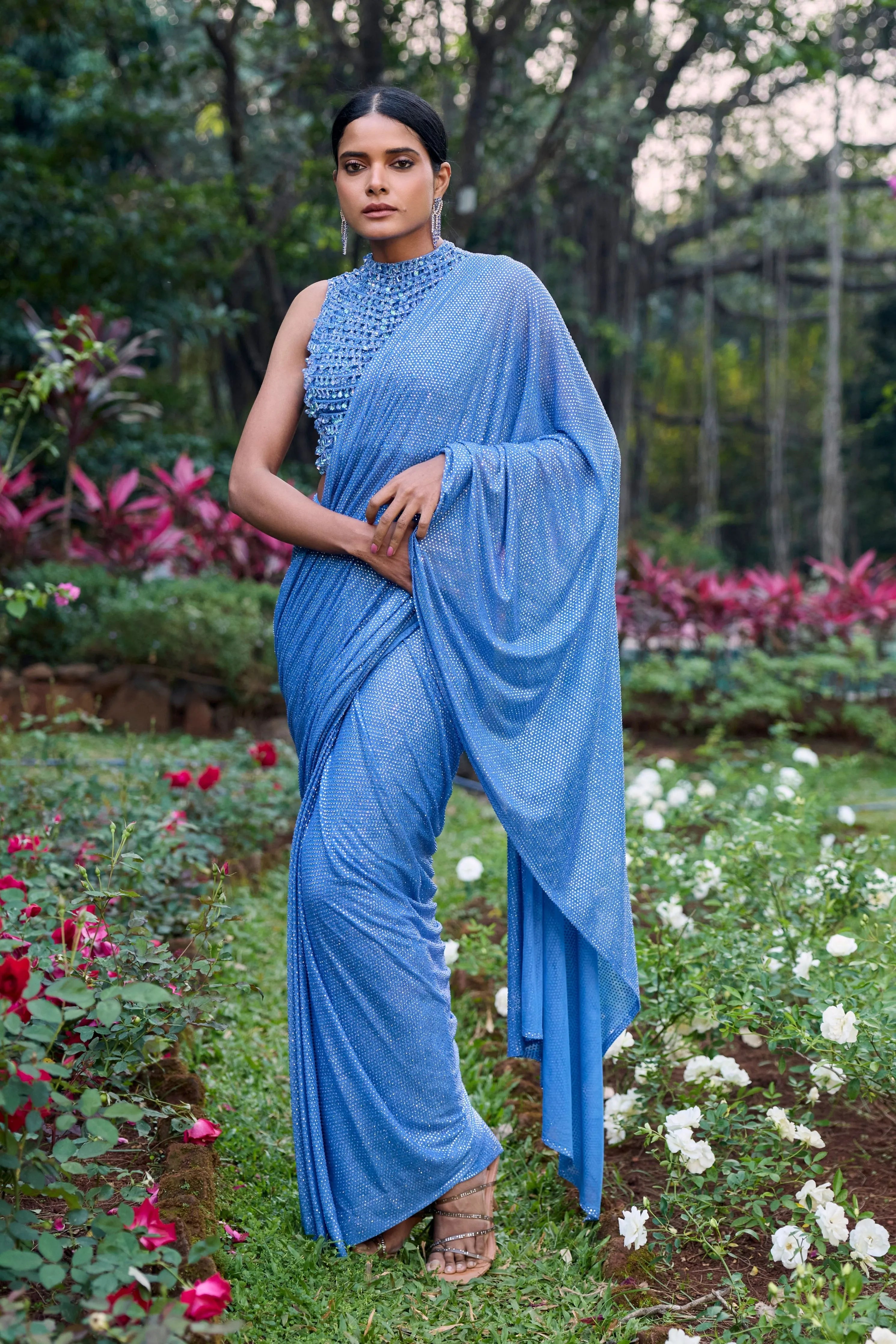 Neel Tara Crystal Saree Set