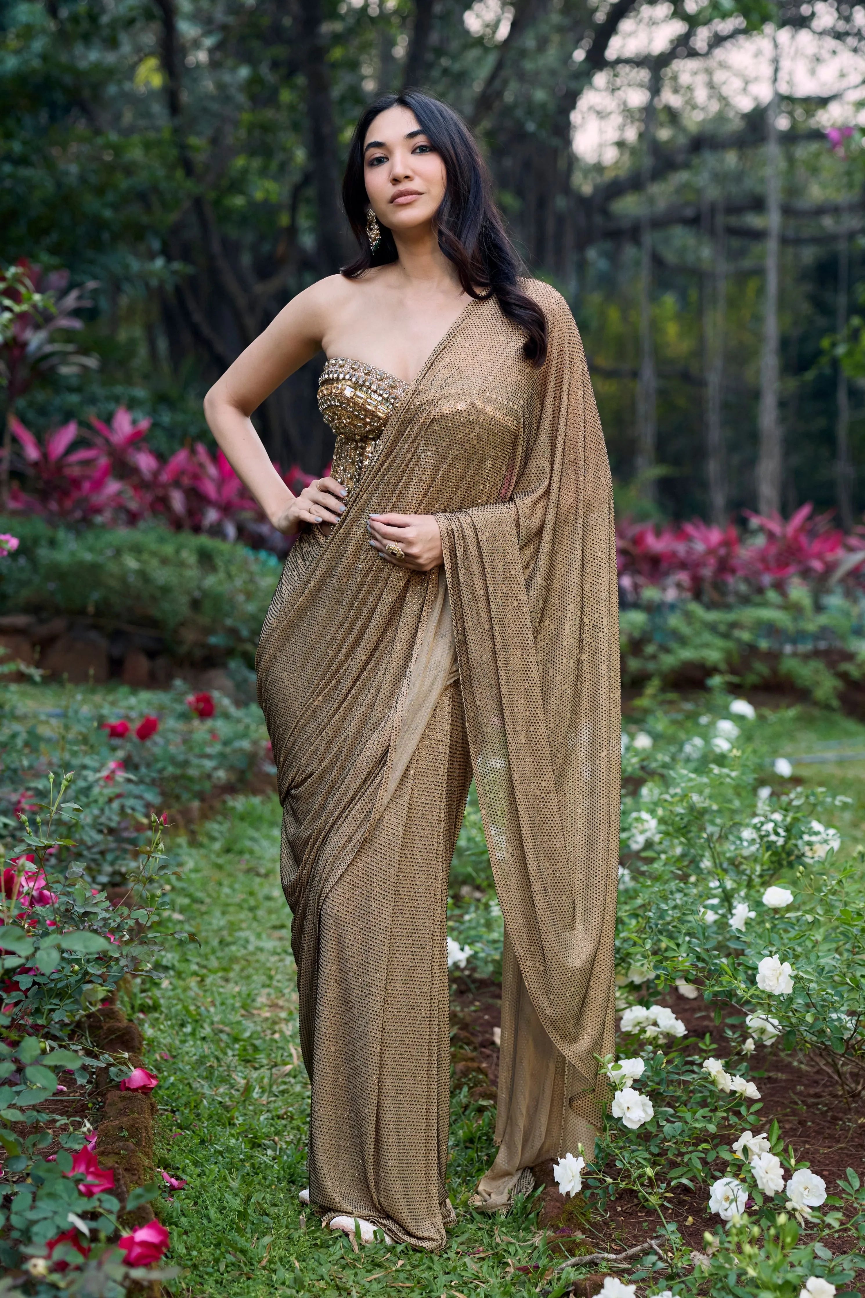 Sunehri Noor Crystal Saree Set