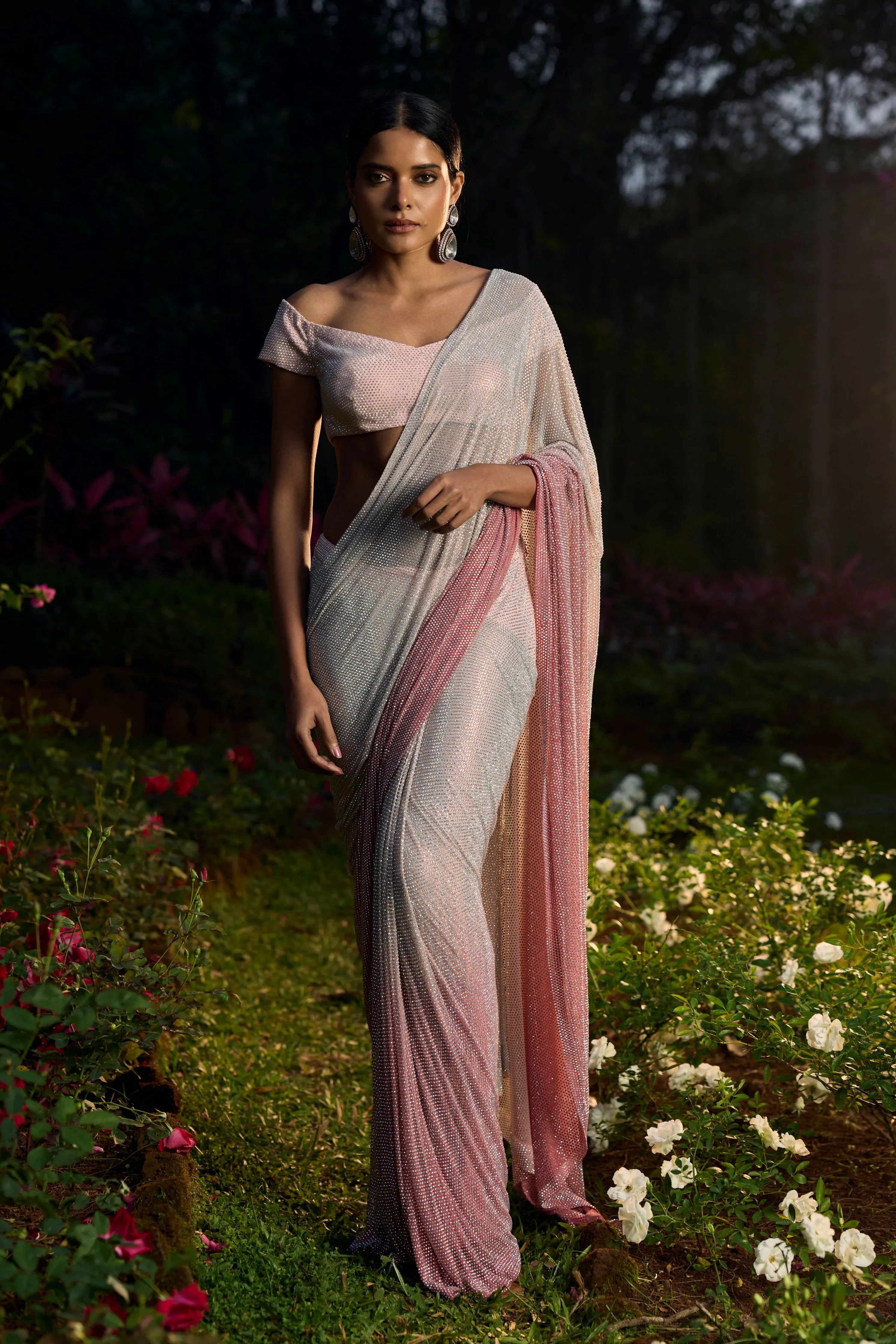 Gulrangi Crystal Saree Set