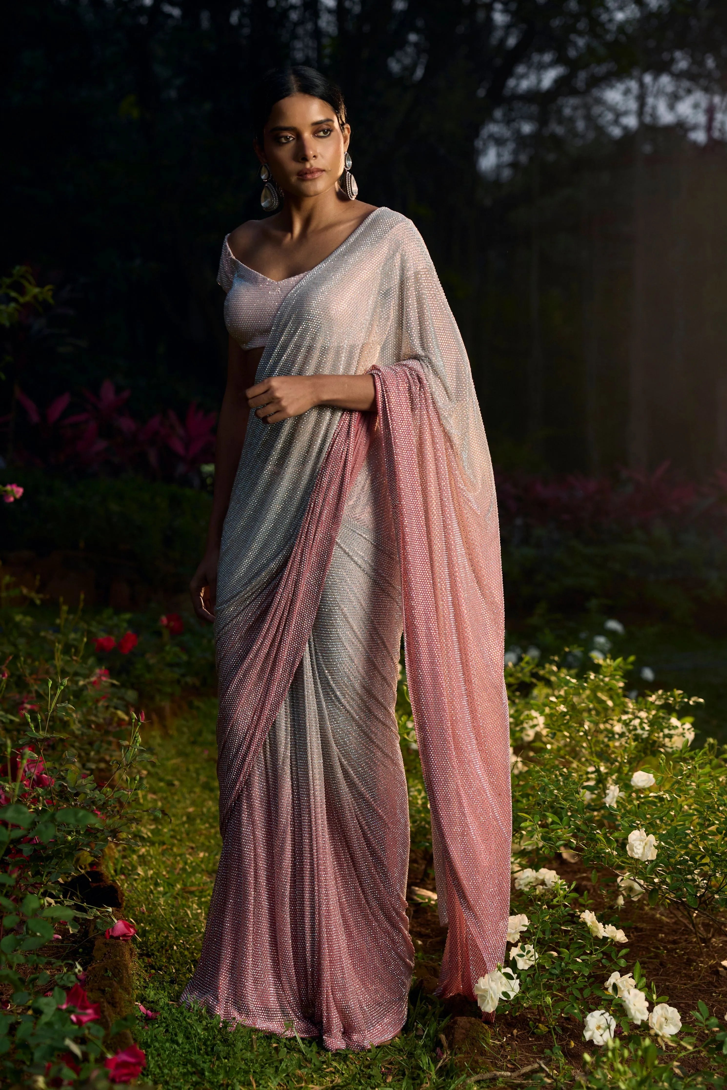 Gulrangi Crystal Saree Set