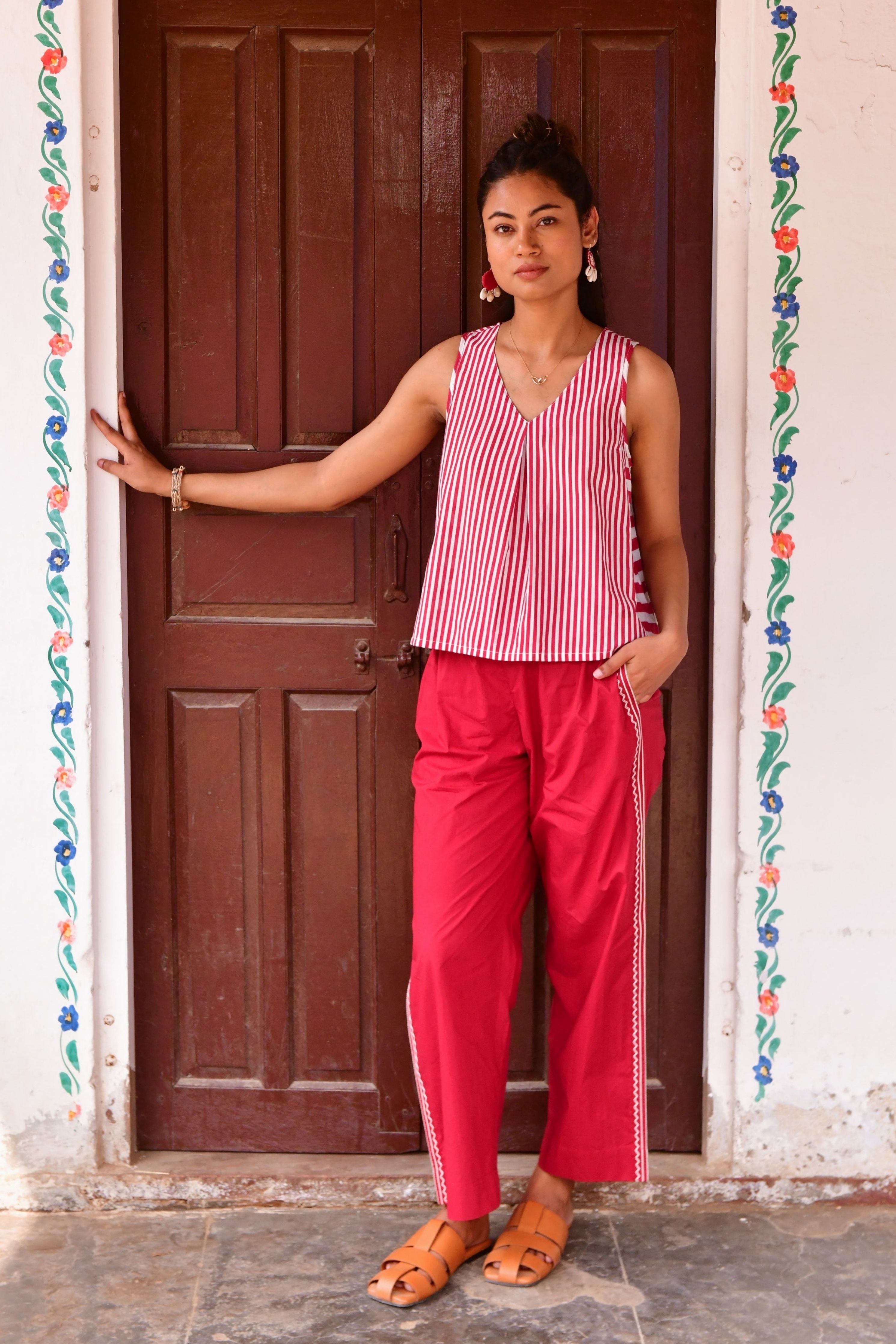 Vaya Red Stripe Top