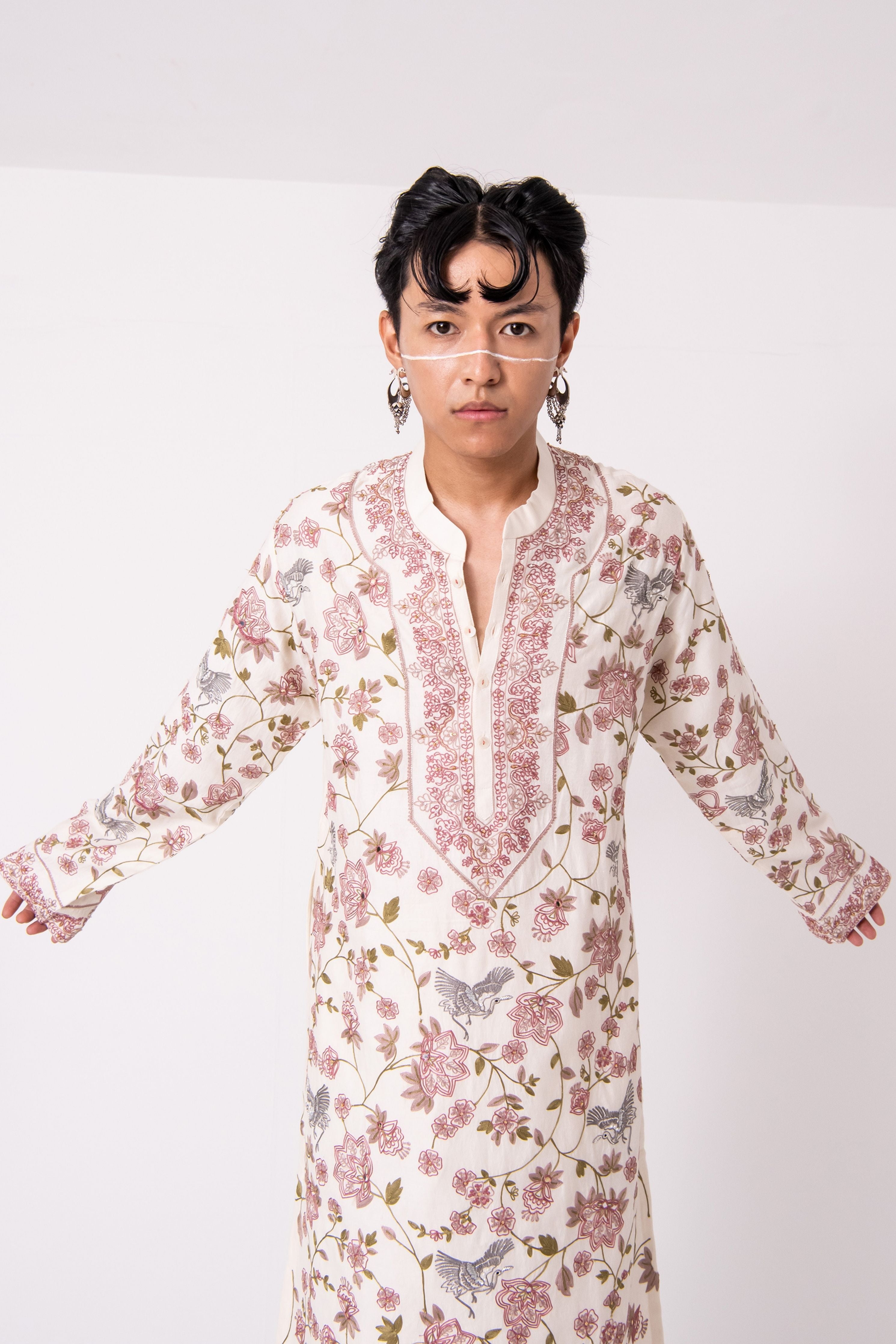 Ivory Flying Crane Kurta Set