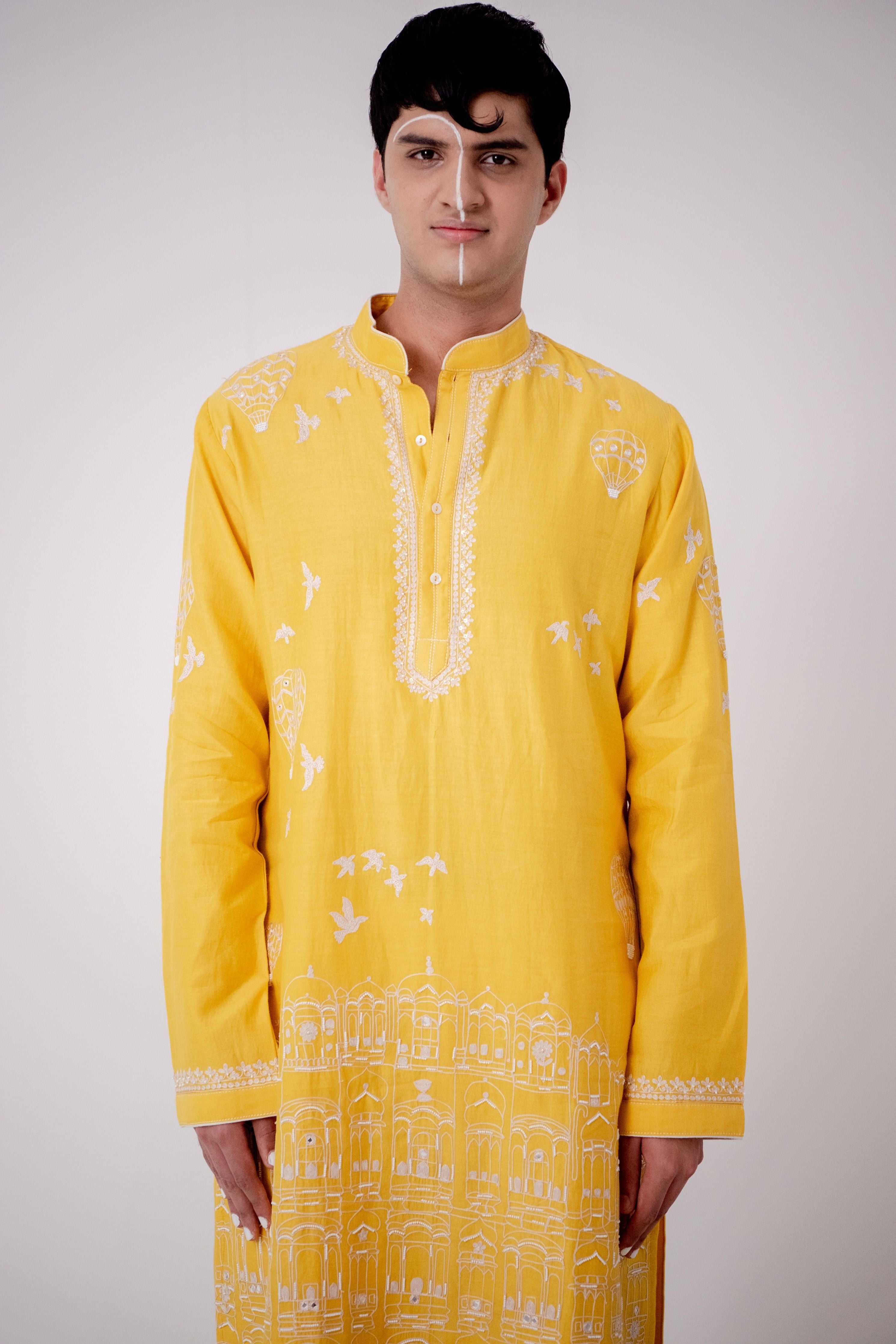 Yellow  Jaipur Palace Kurta Set