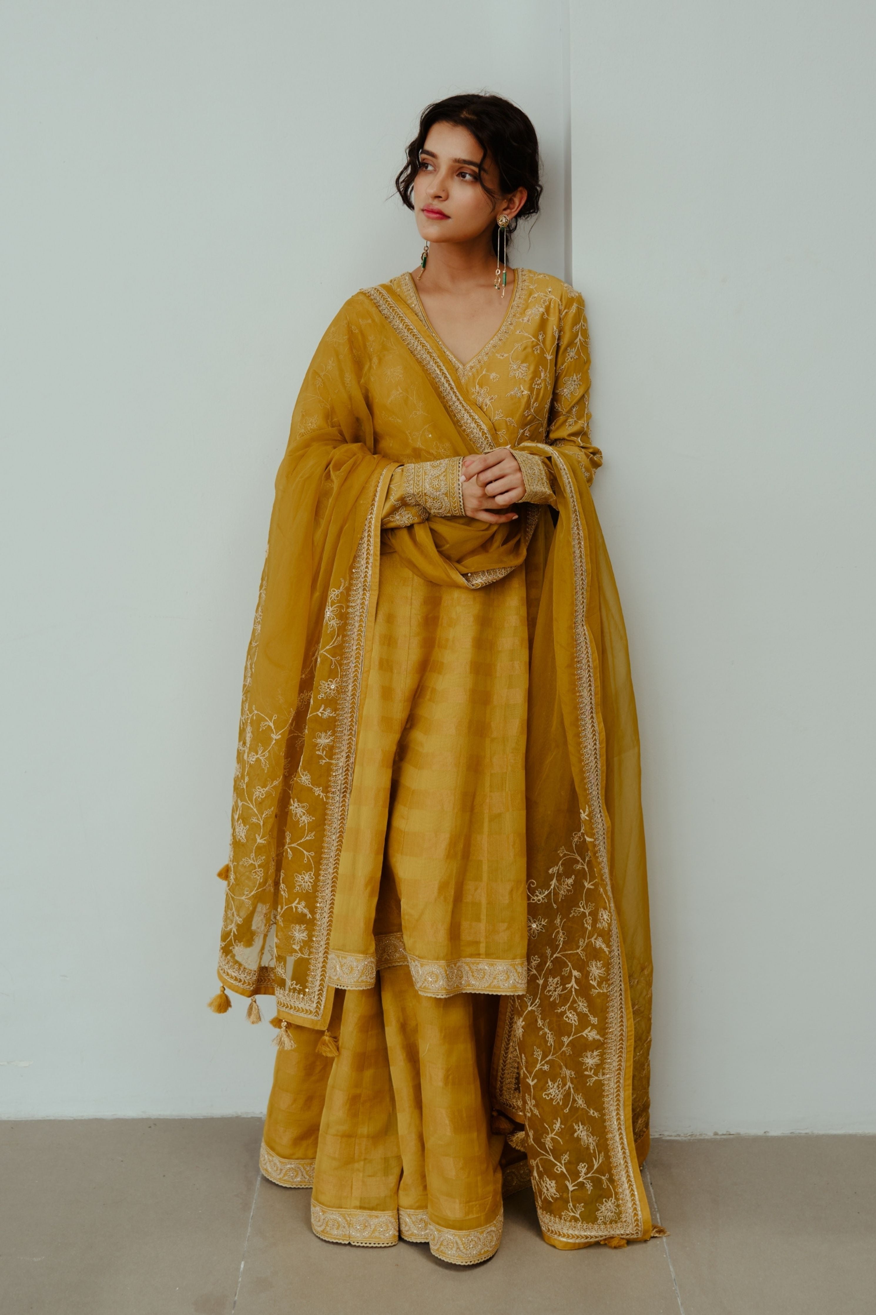 Surajmukhi  Musturd Anarkali Set