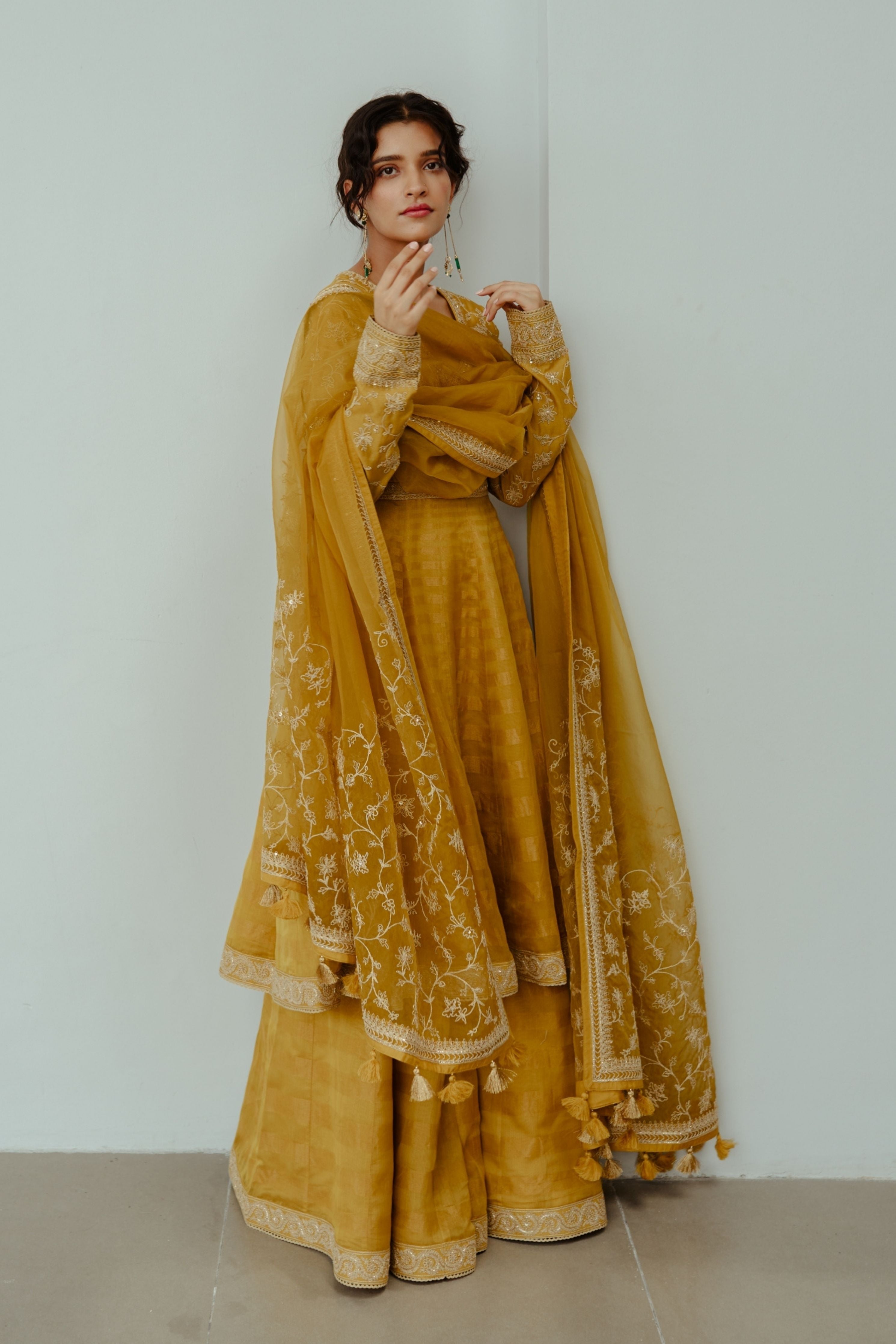 Surajmukhi  Musturd Anarkali Set