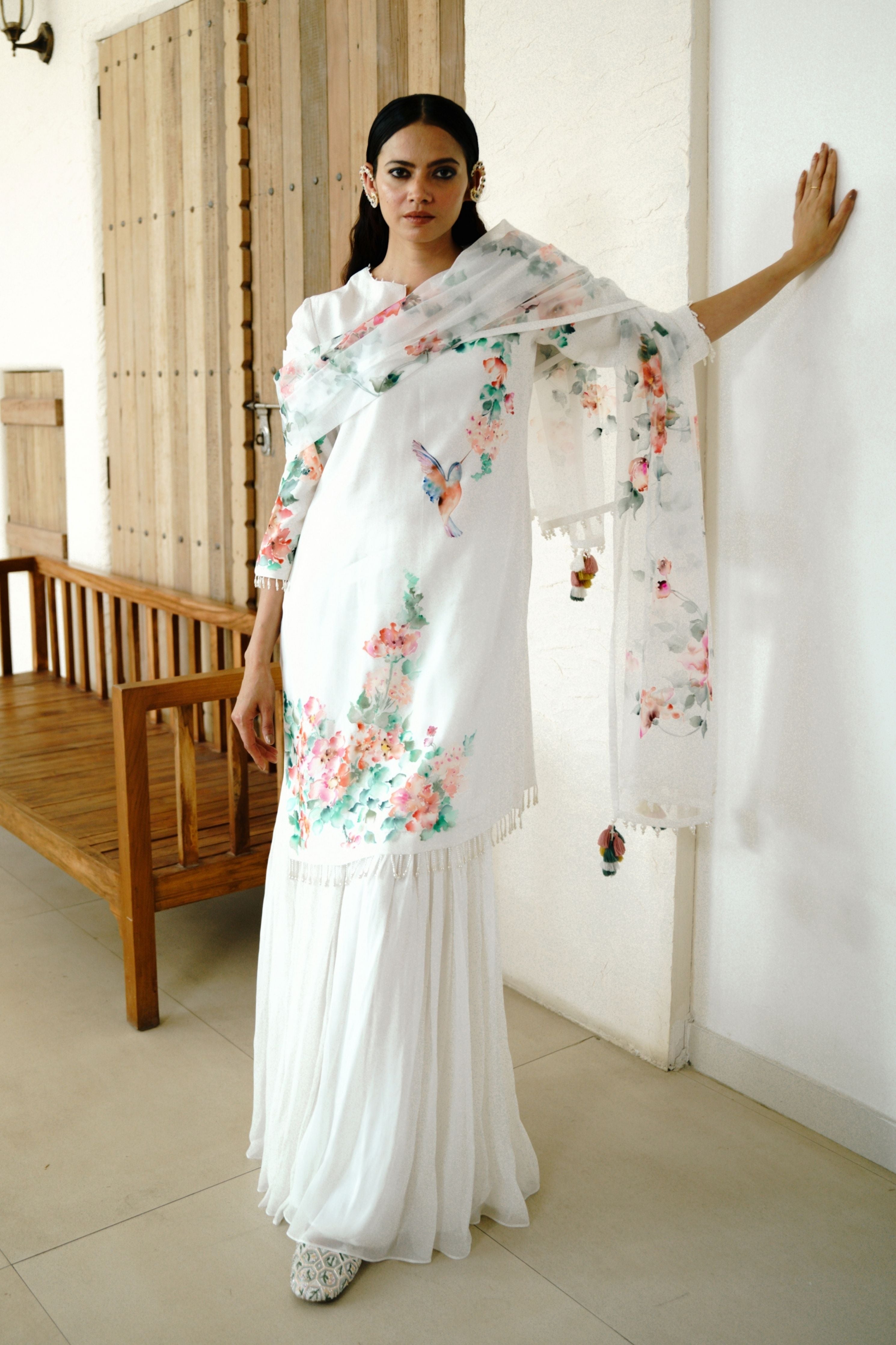 Spring Blossom Ivory Kurta Set