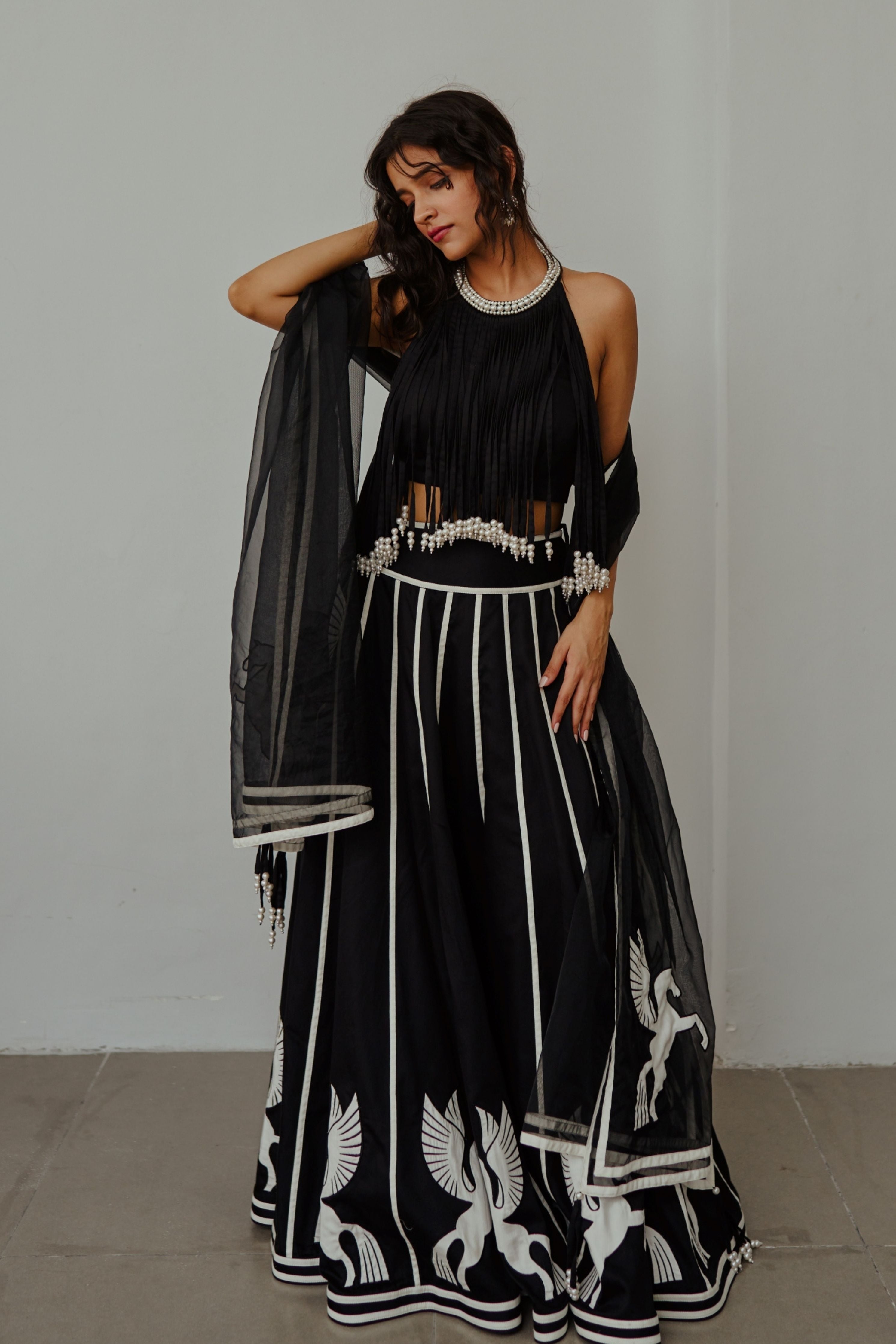 The Unicorn Story Black Lehenga Set