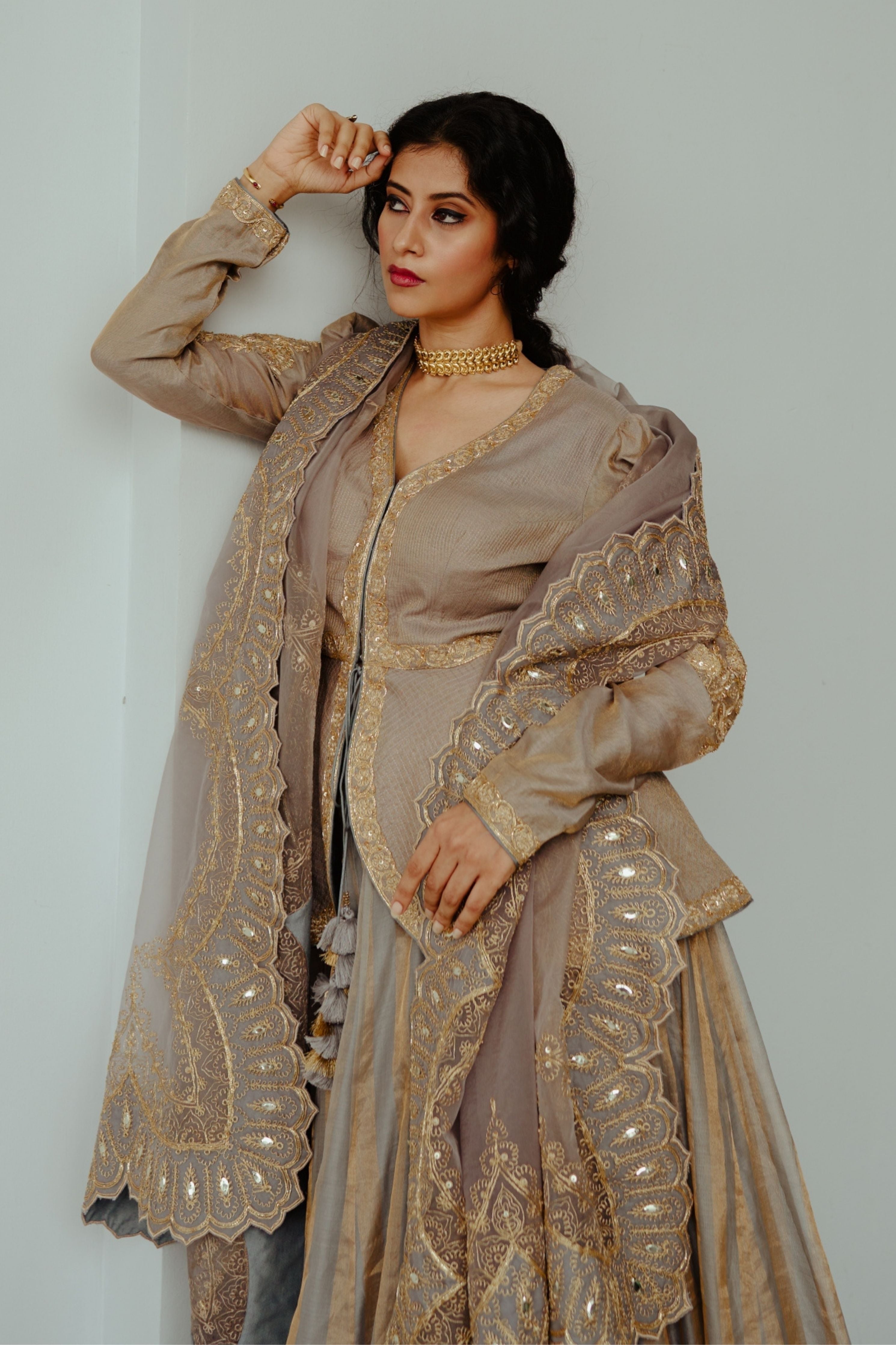 Noori Smoky Grey Lehenga Set