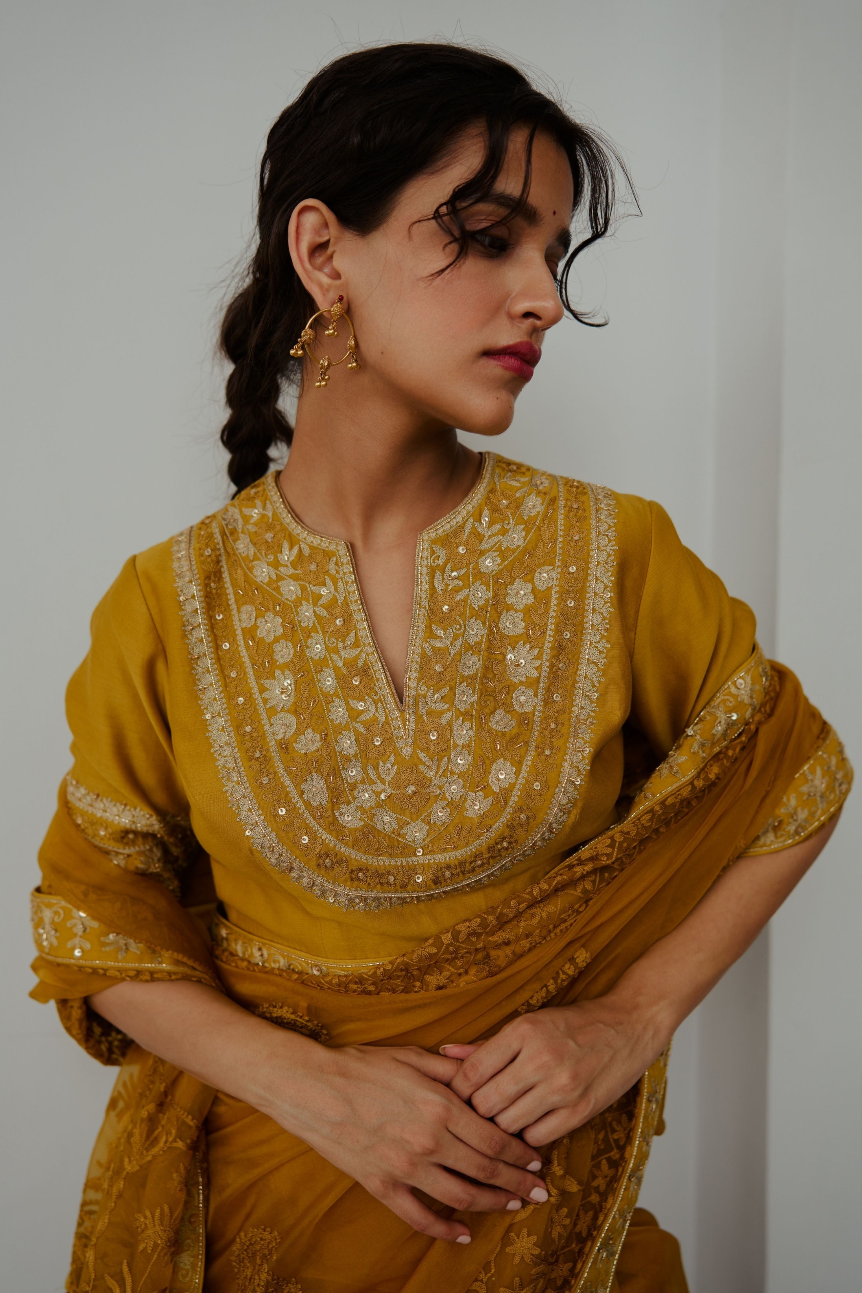Basanti  Musturd Saree Set