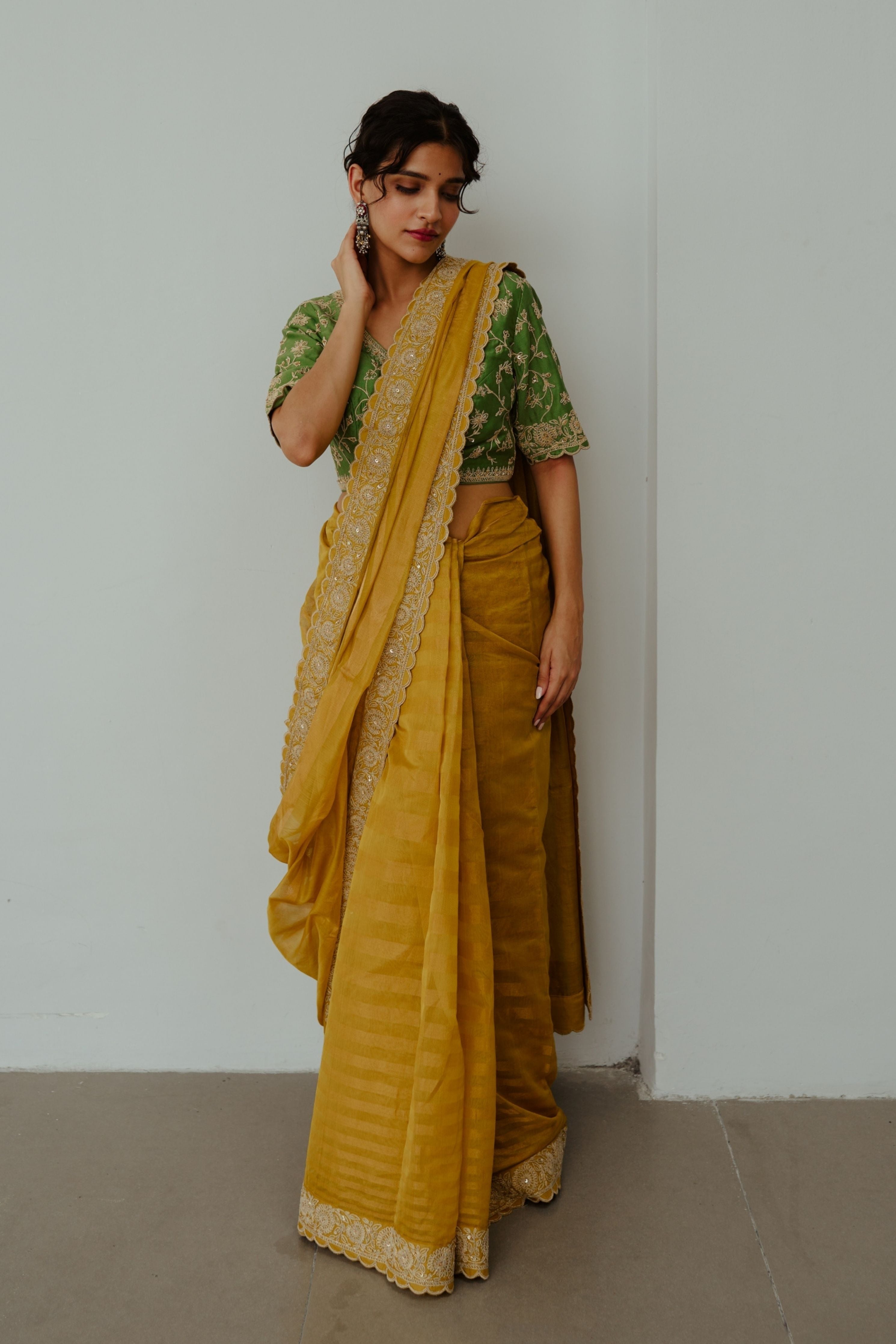 Genda Musturd Saree Set