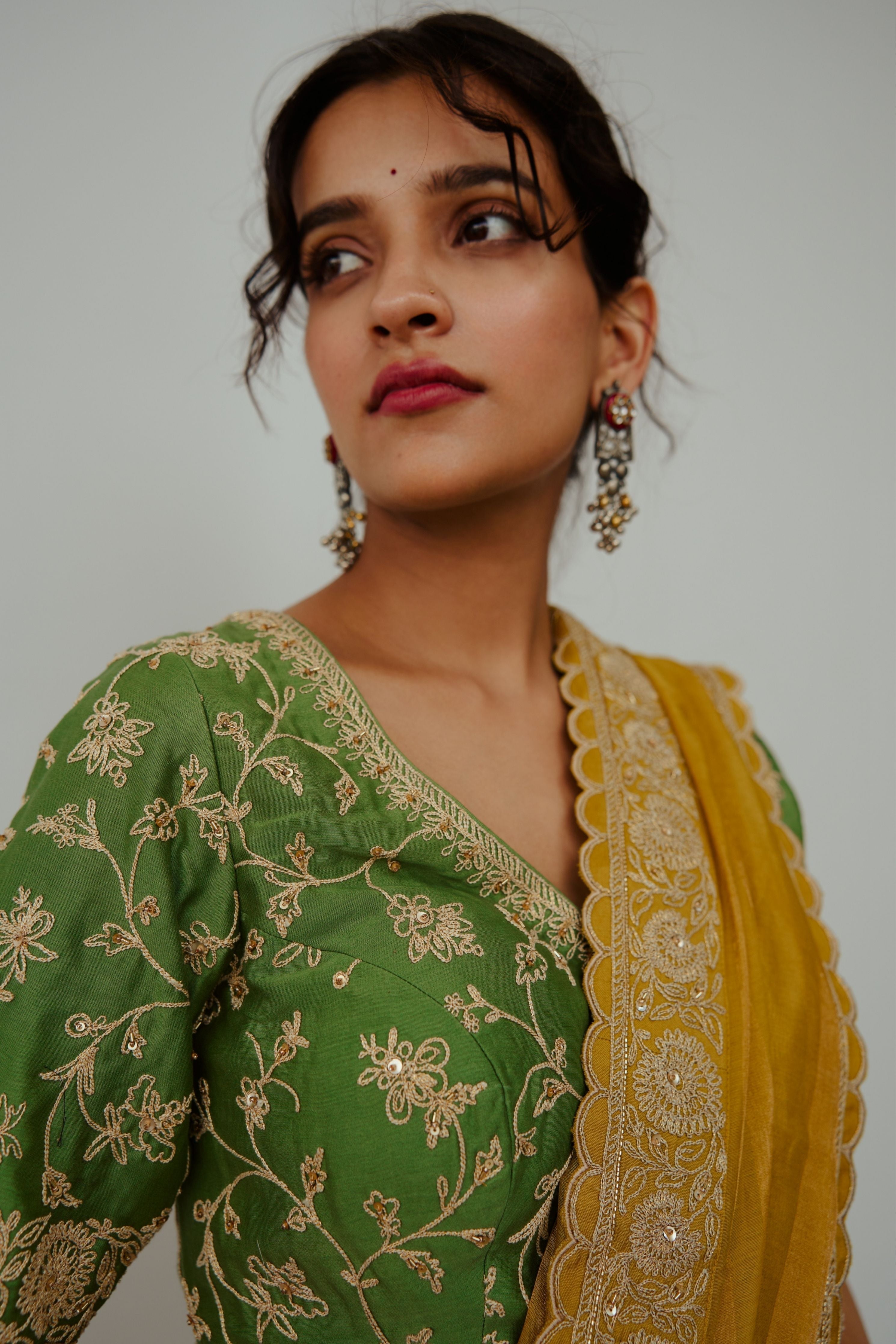Genda Musturd Saree Set