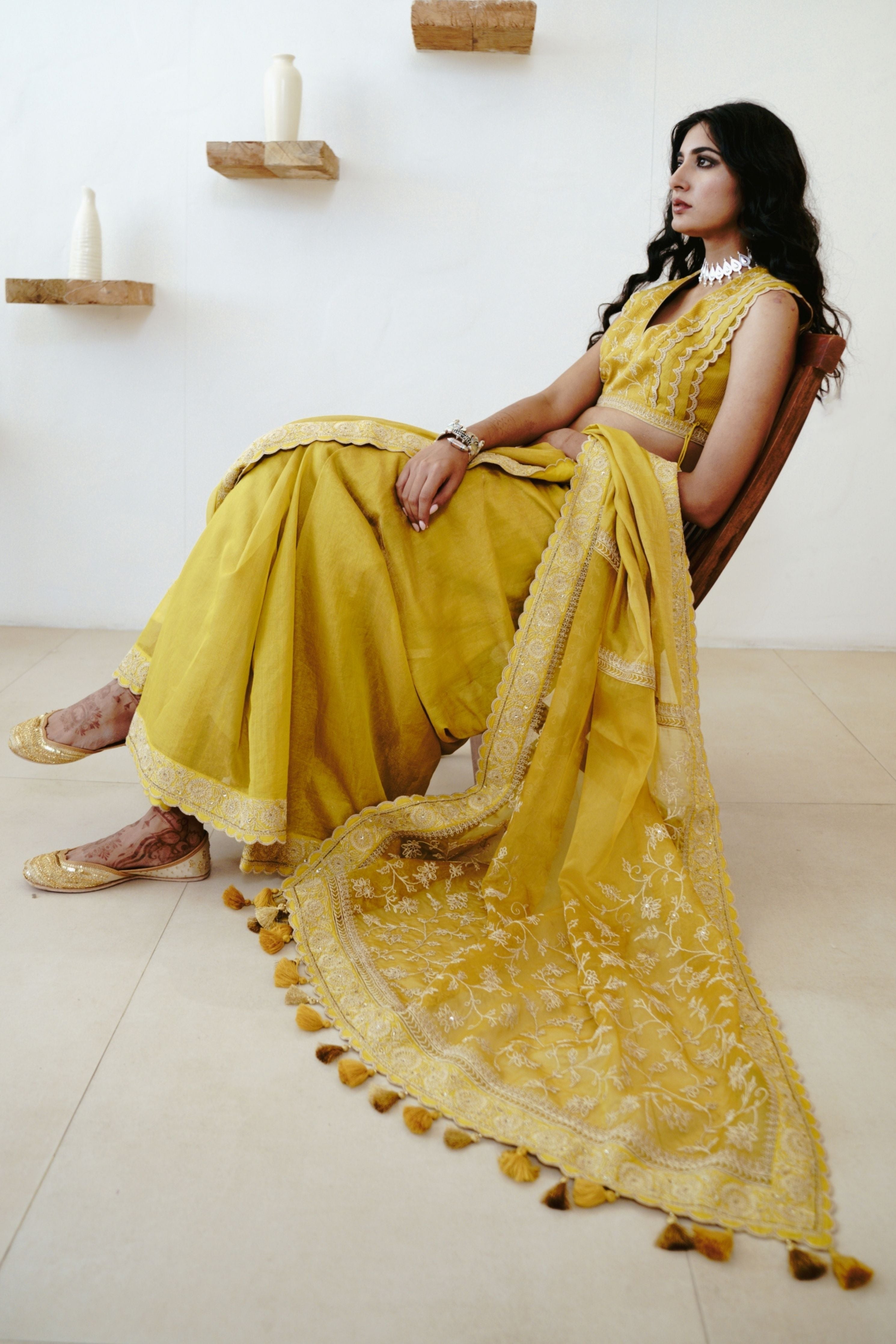 Mustard Bloom Saree Set