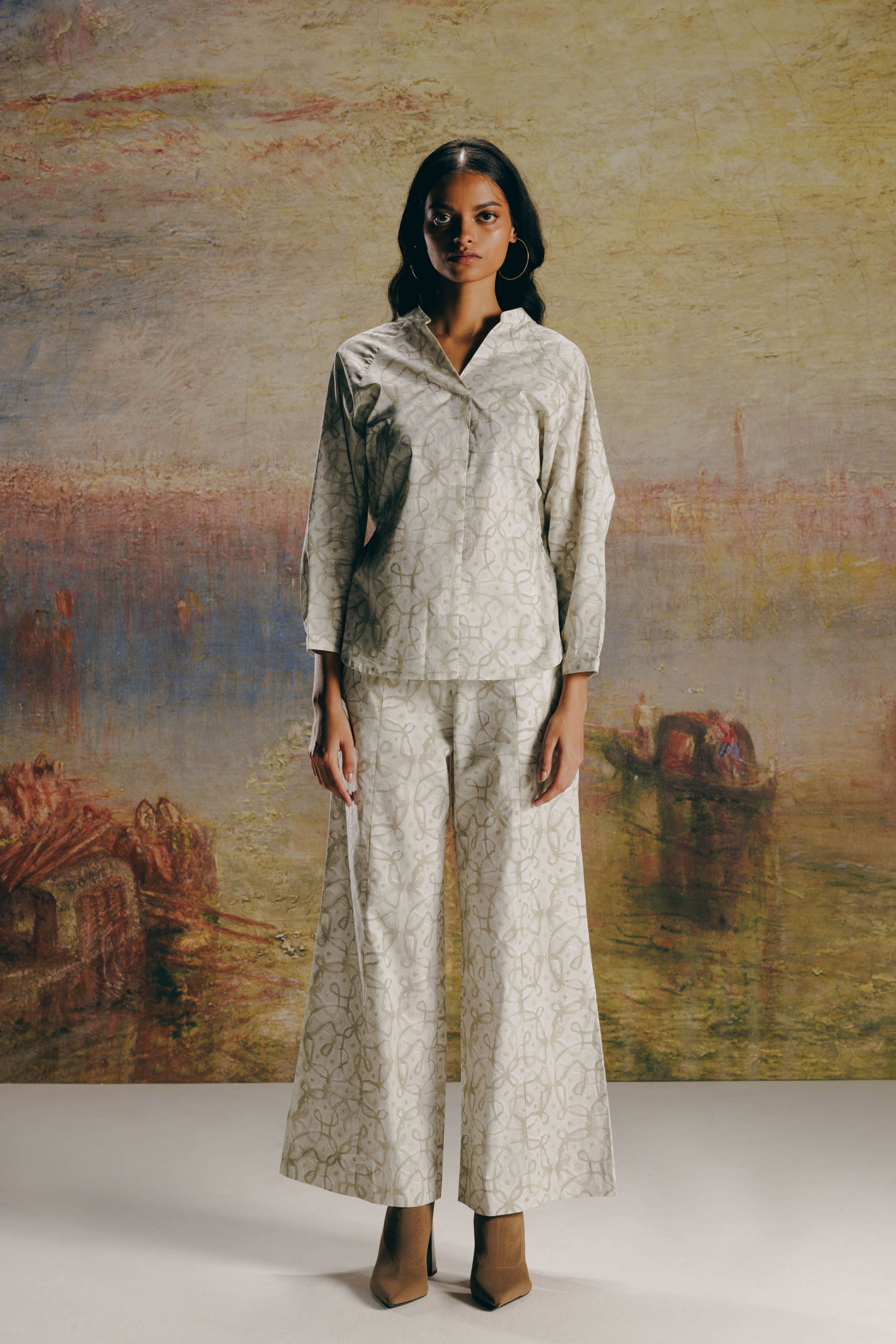 Watercolor Kolam Tunic Shirt & Pant Co-ord