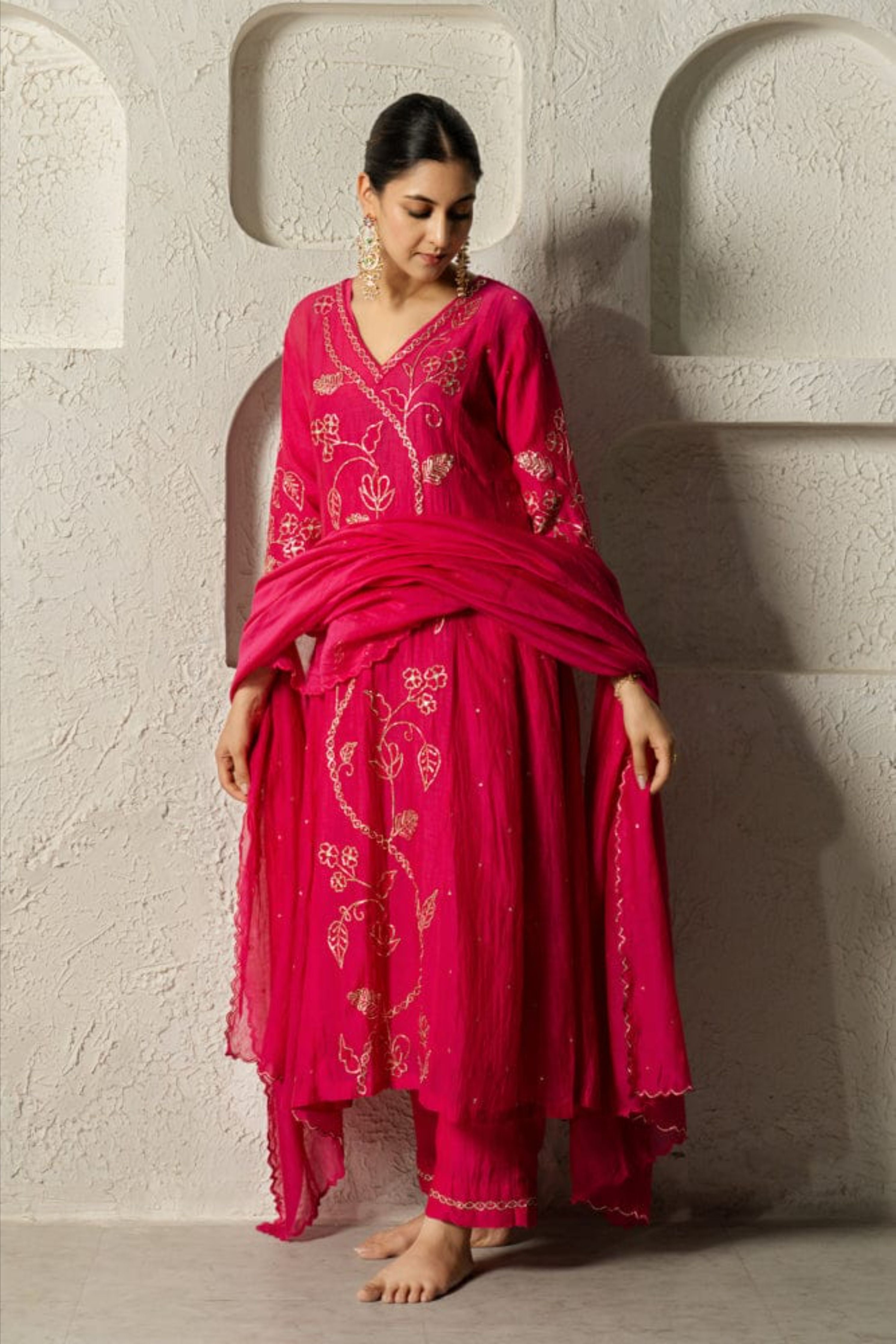 Rani Pink Floral Bail A-Line Suit Set