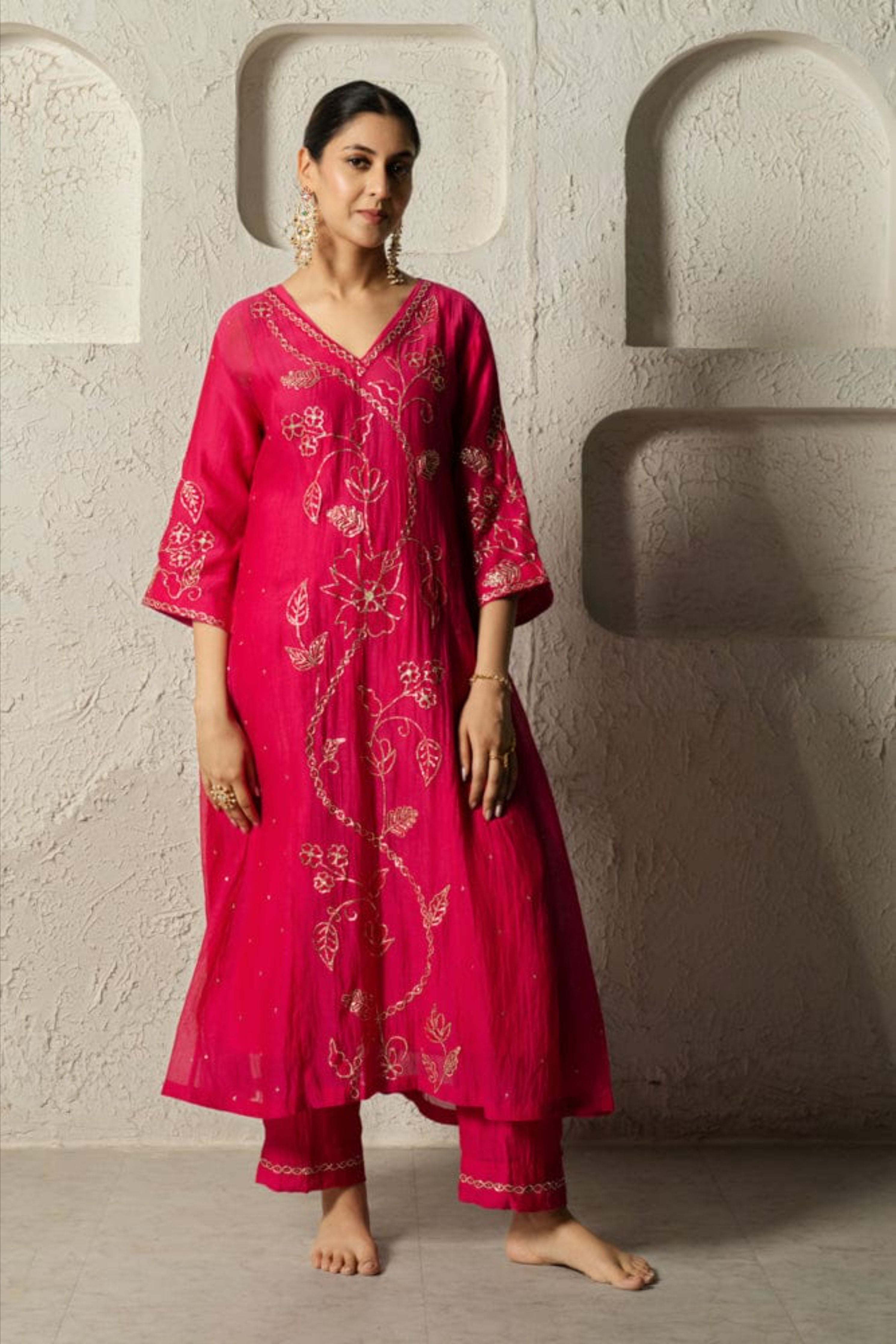 Rani Pink Floral Bail A-Line Suit Set