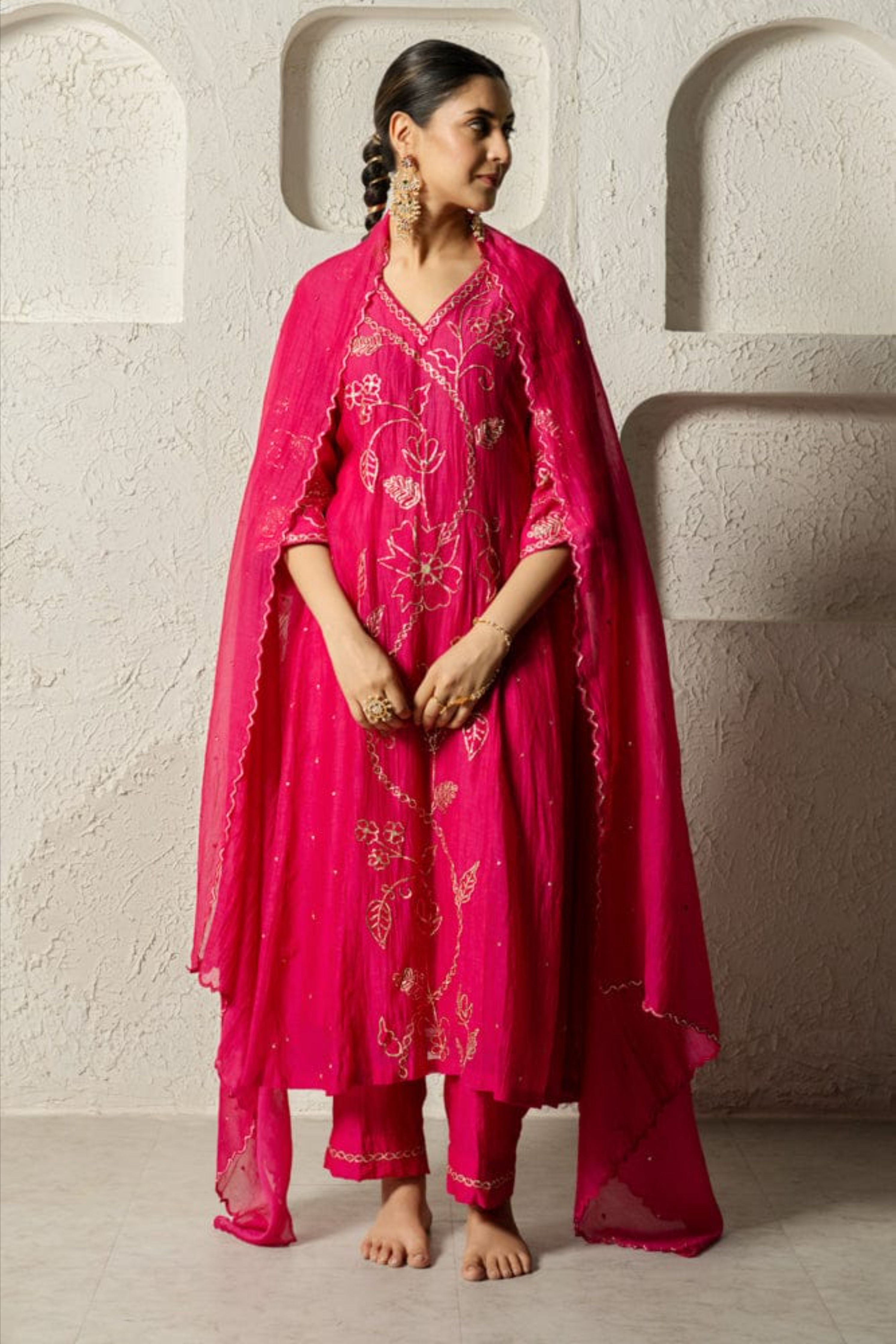 Rani Pink Floral Bail A-Line Suit Set