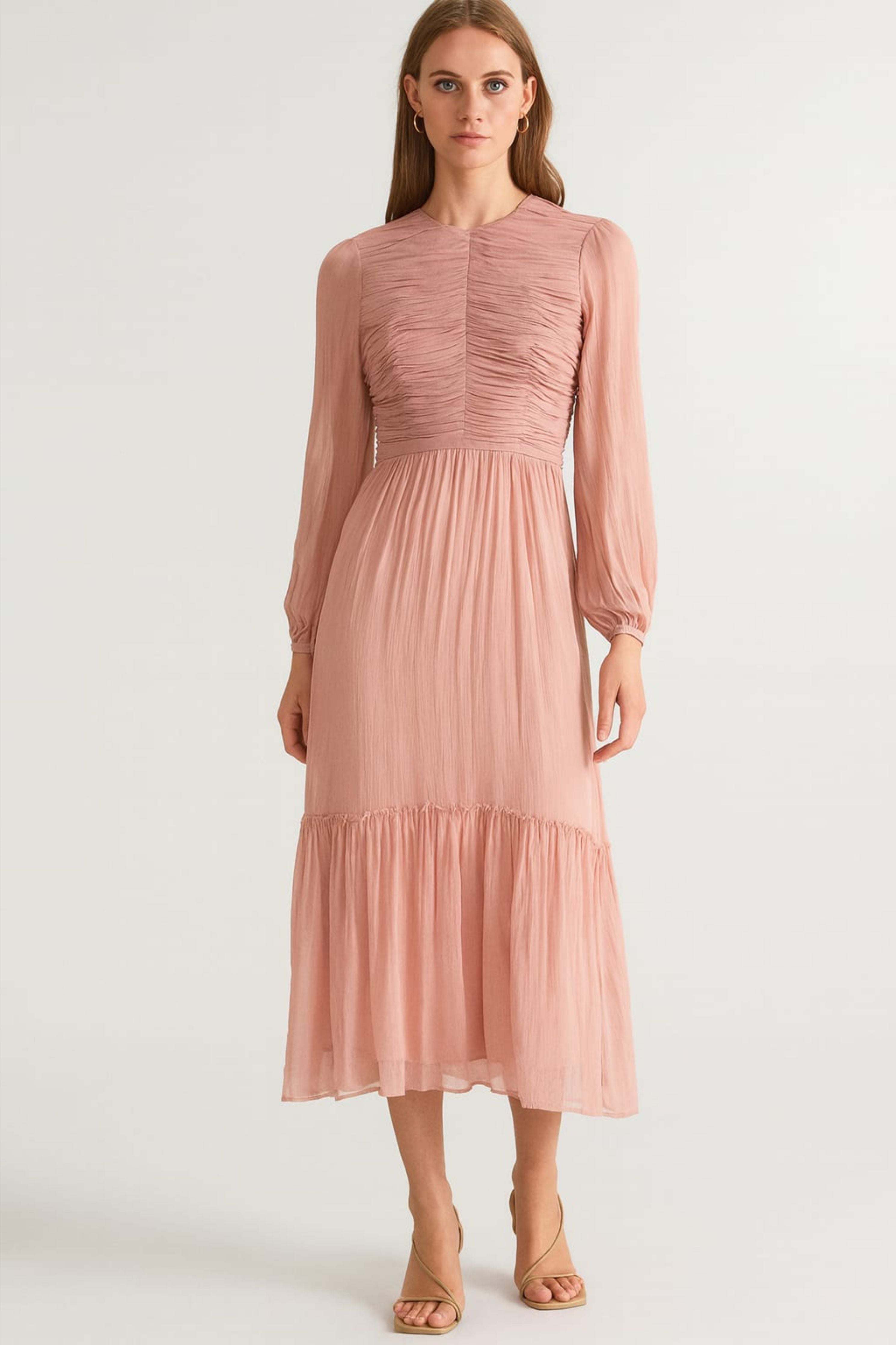 Blush Pink Ruched Dress