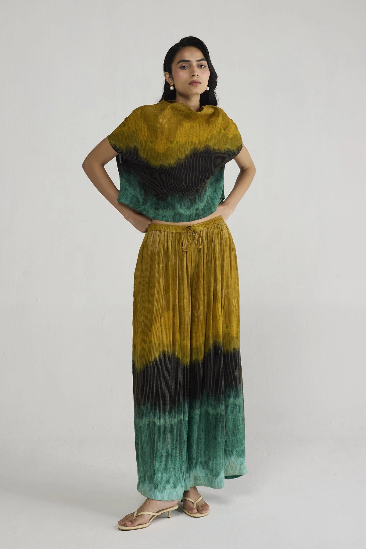Uri Pintucks Flared Pants