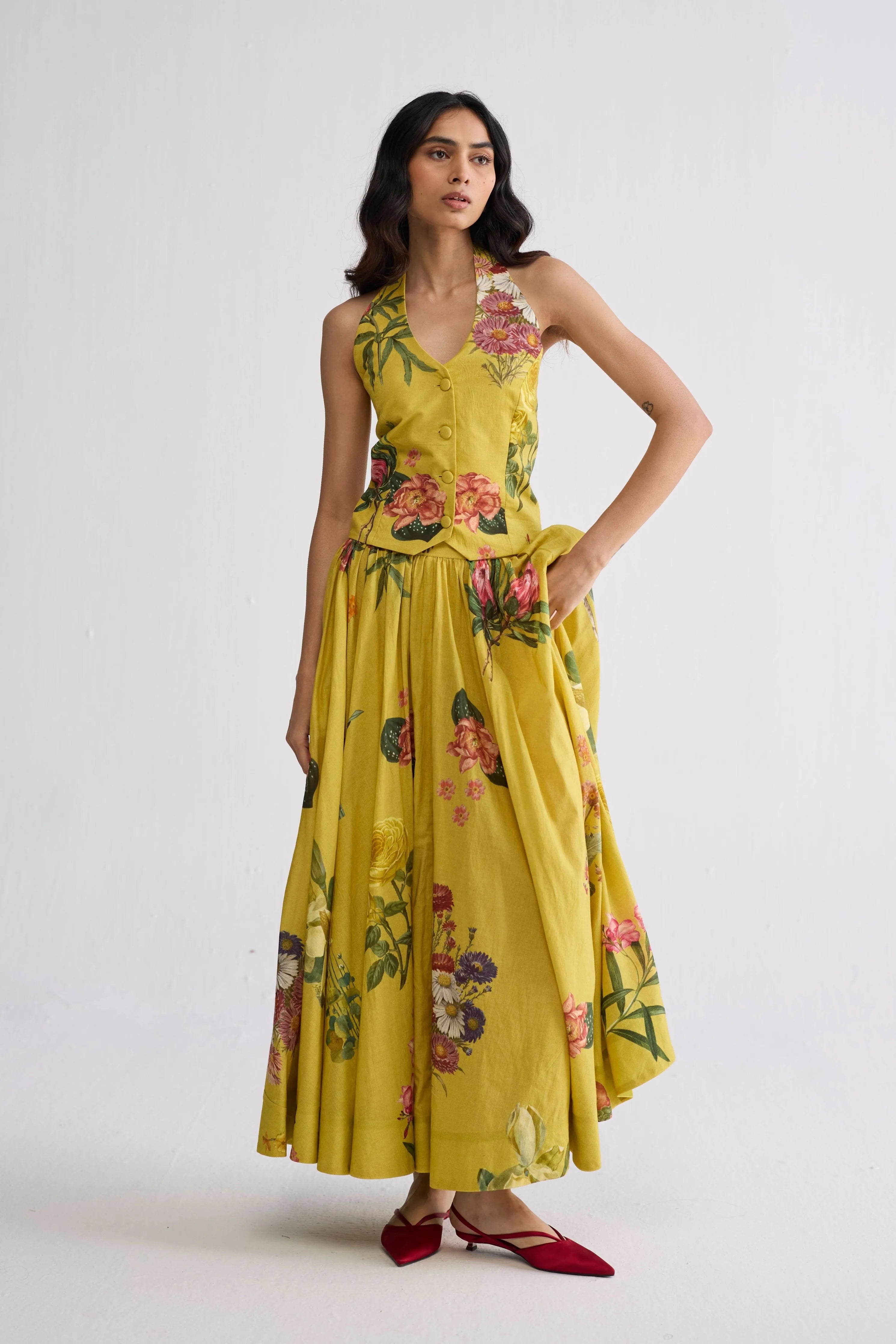 Romy Halterneck Waistcoat & Skirt Set