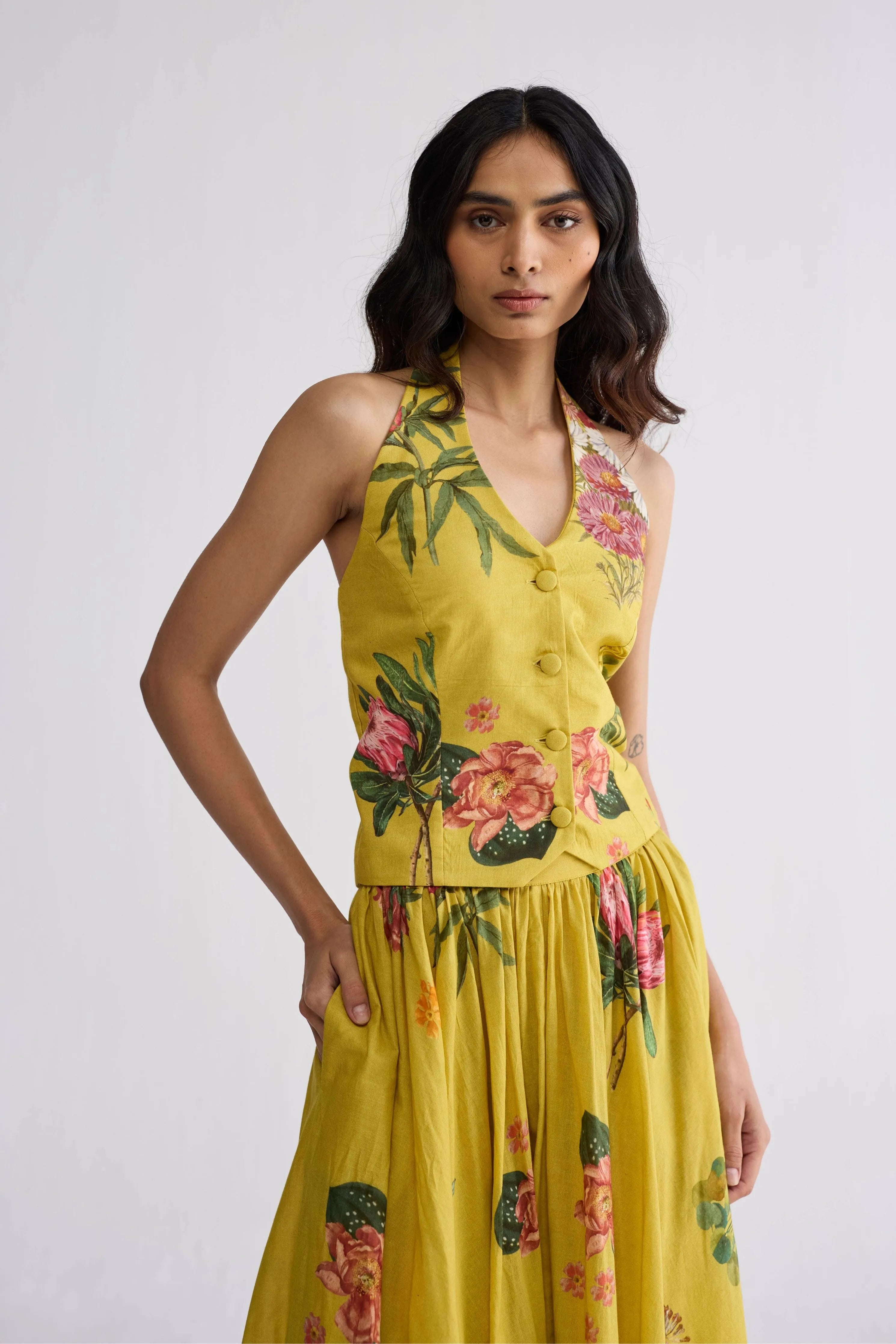 Romy Halterneck Waistcoat & Skirt Set
