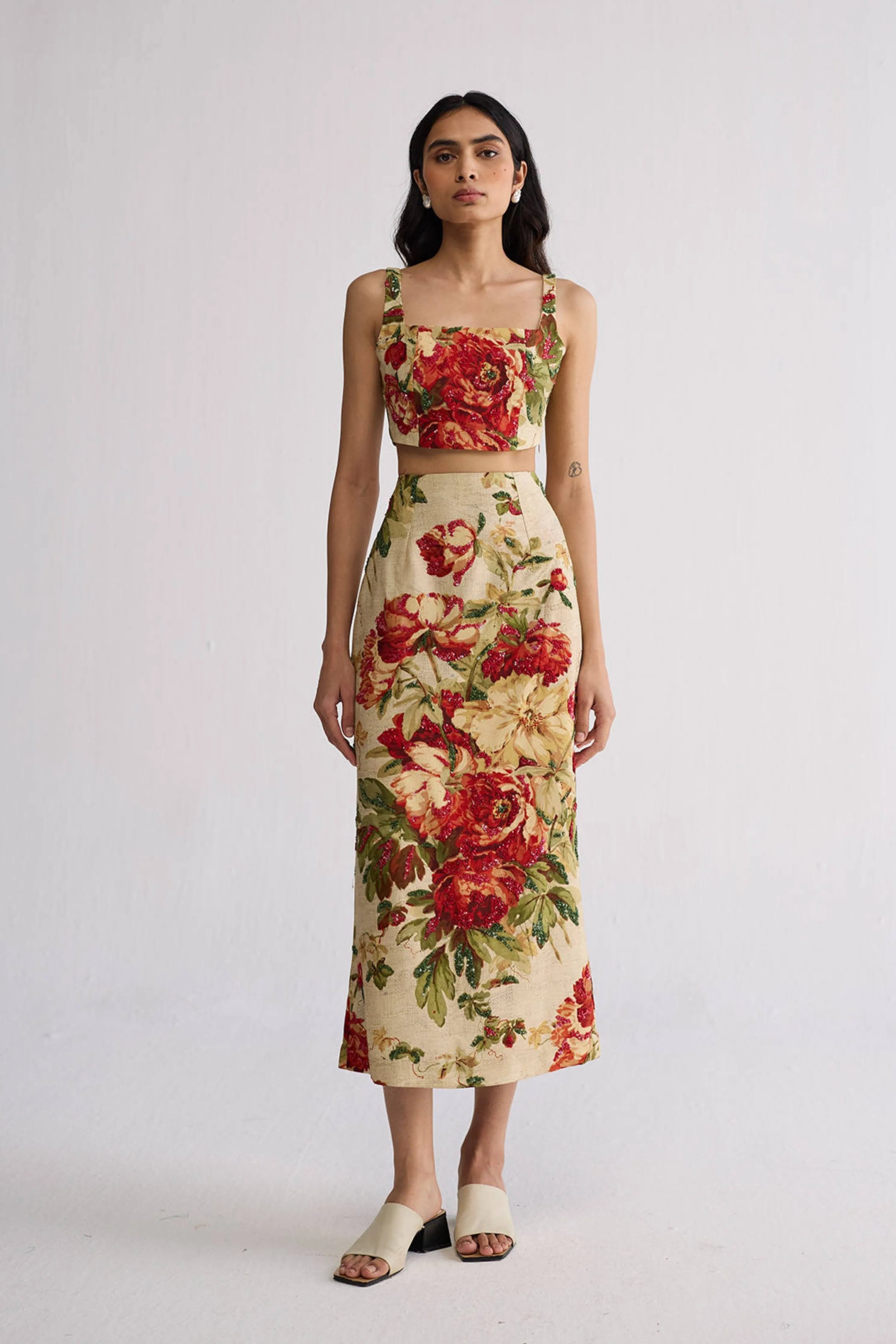 Sama Embroidered Top & Skirt Set