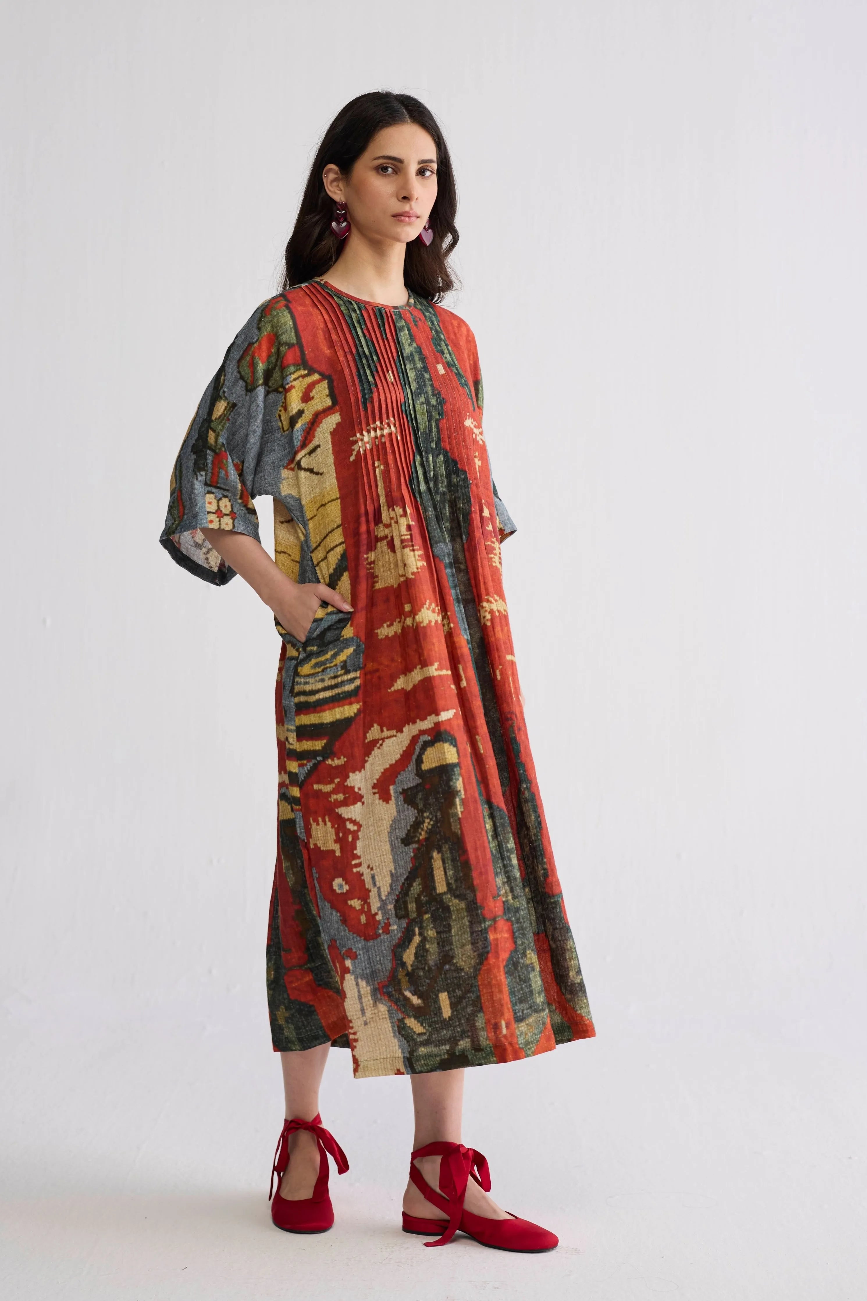 Alo Linen Pintucks Dress