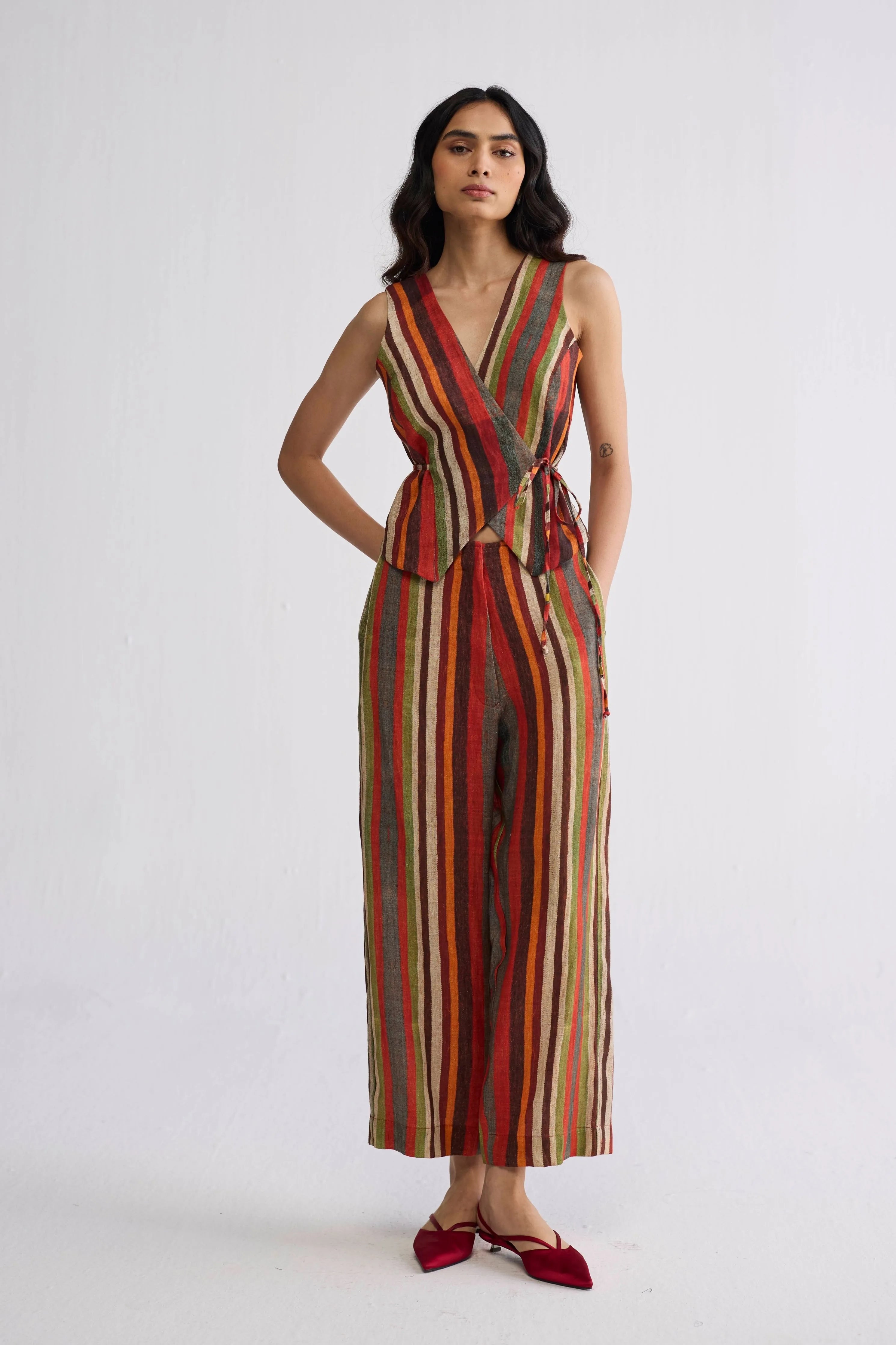 Jilian Tie Up Waistcoat & Pants Set