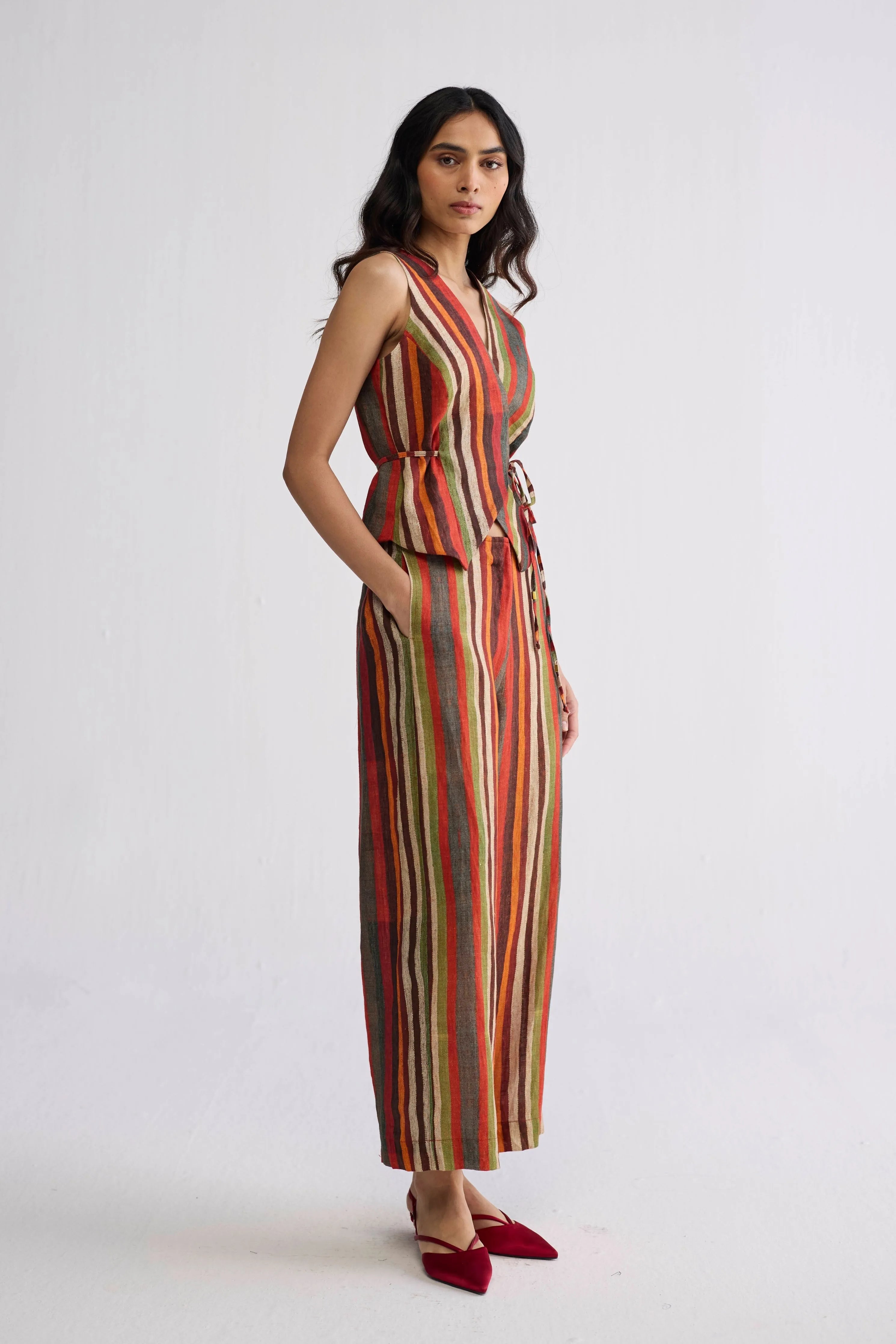 Jilian Tie Up Waistcoat & Pants Set