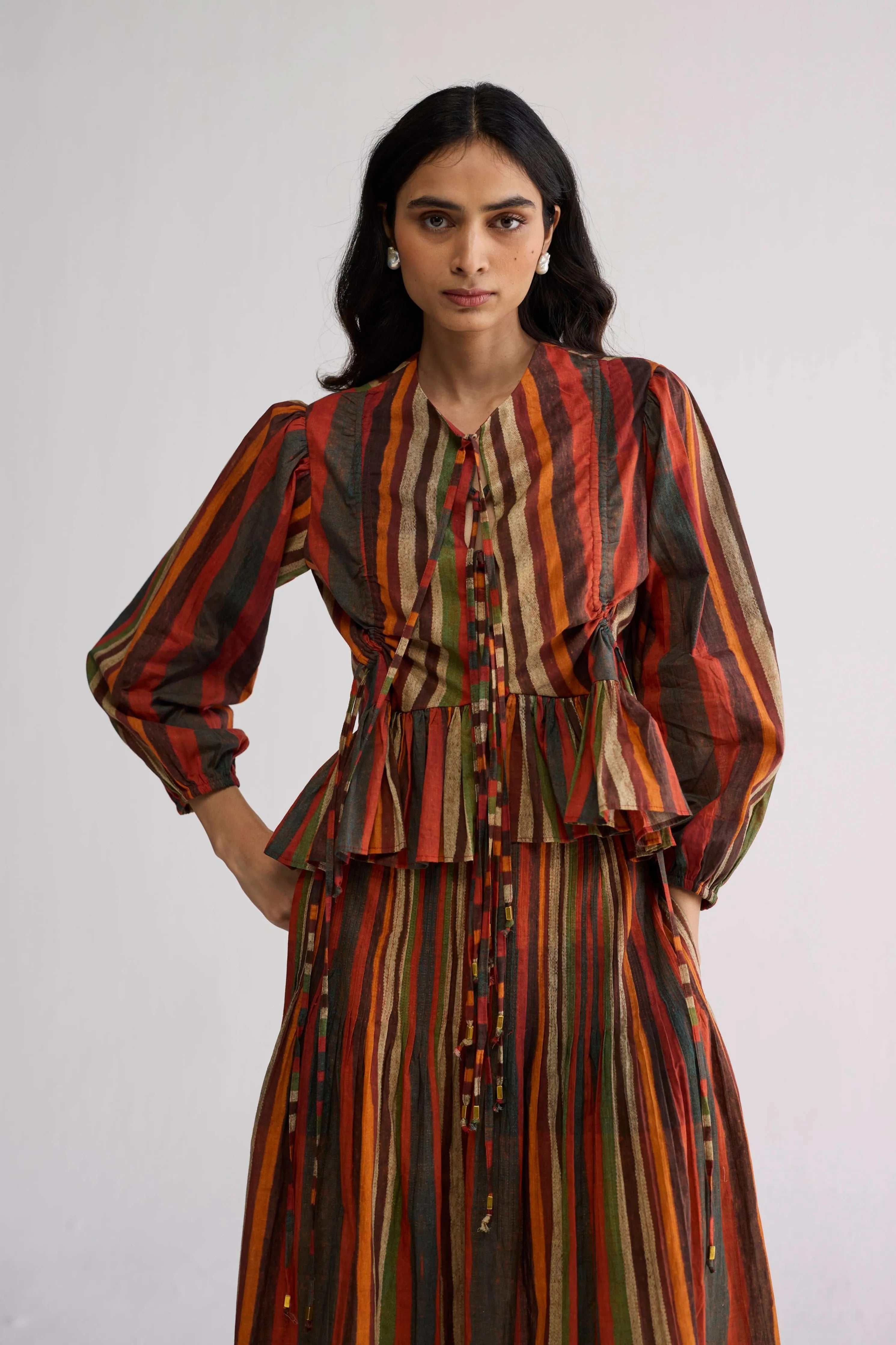Jilian Top & Pintucks Skirt Set