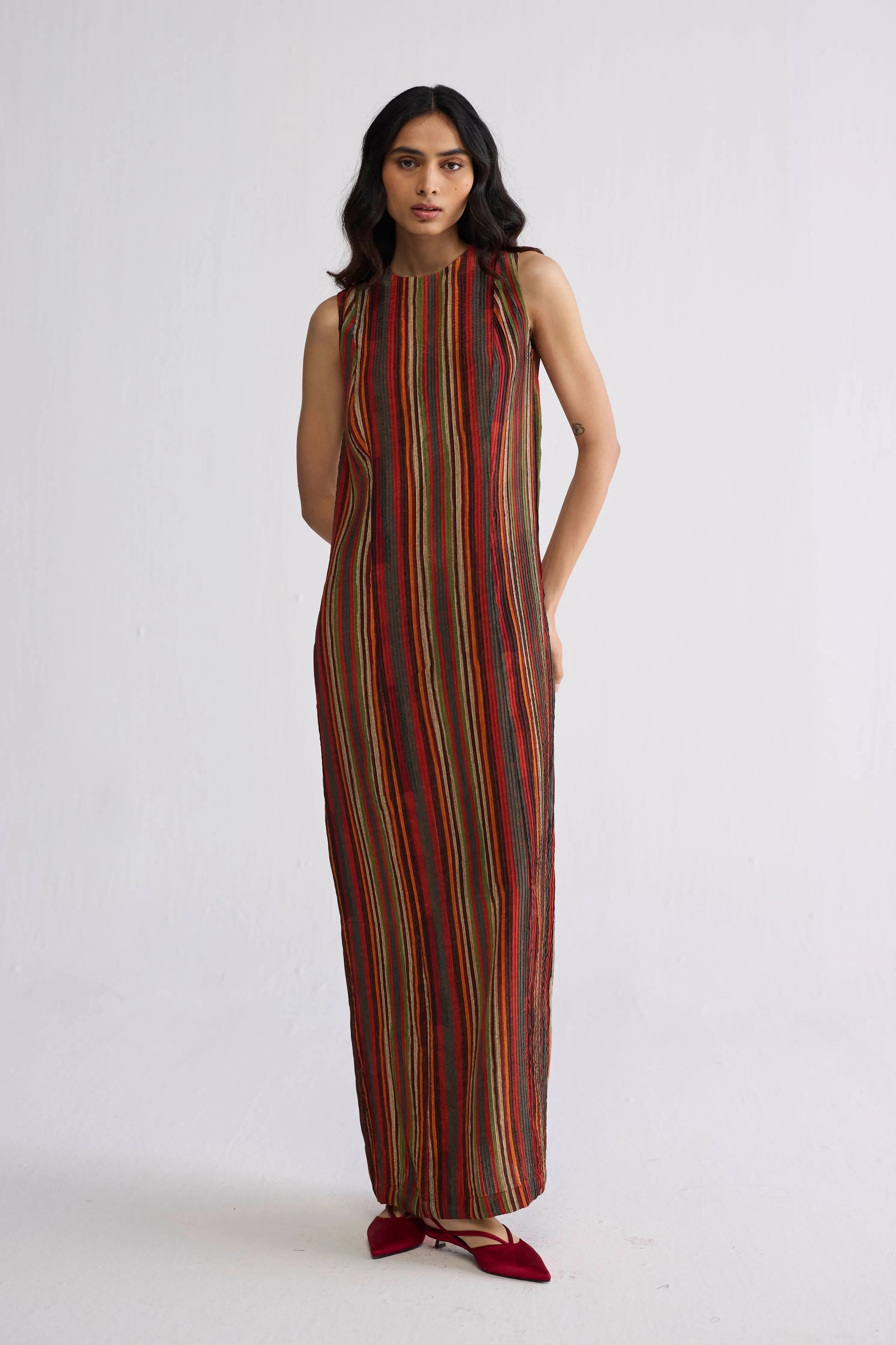Jilian Crepe Pintucks Dress