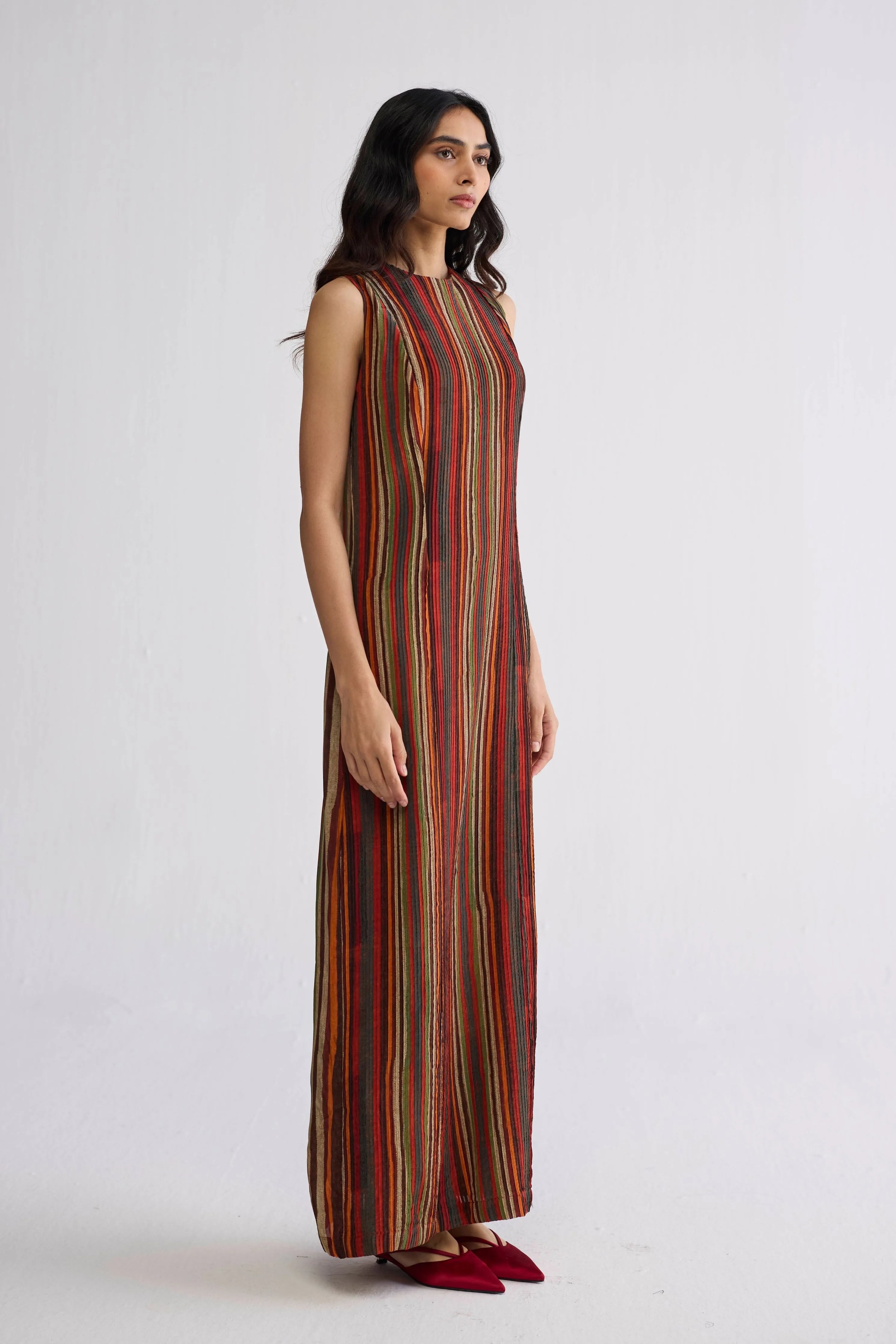 Jilian Crepe Pintucks Dress