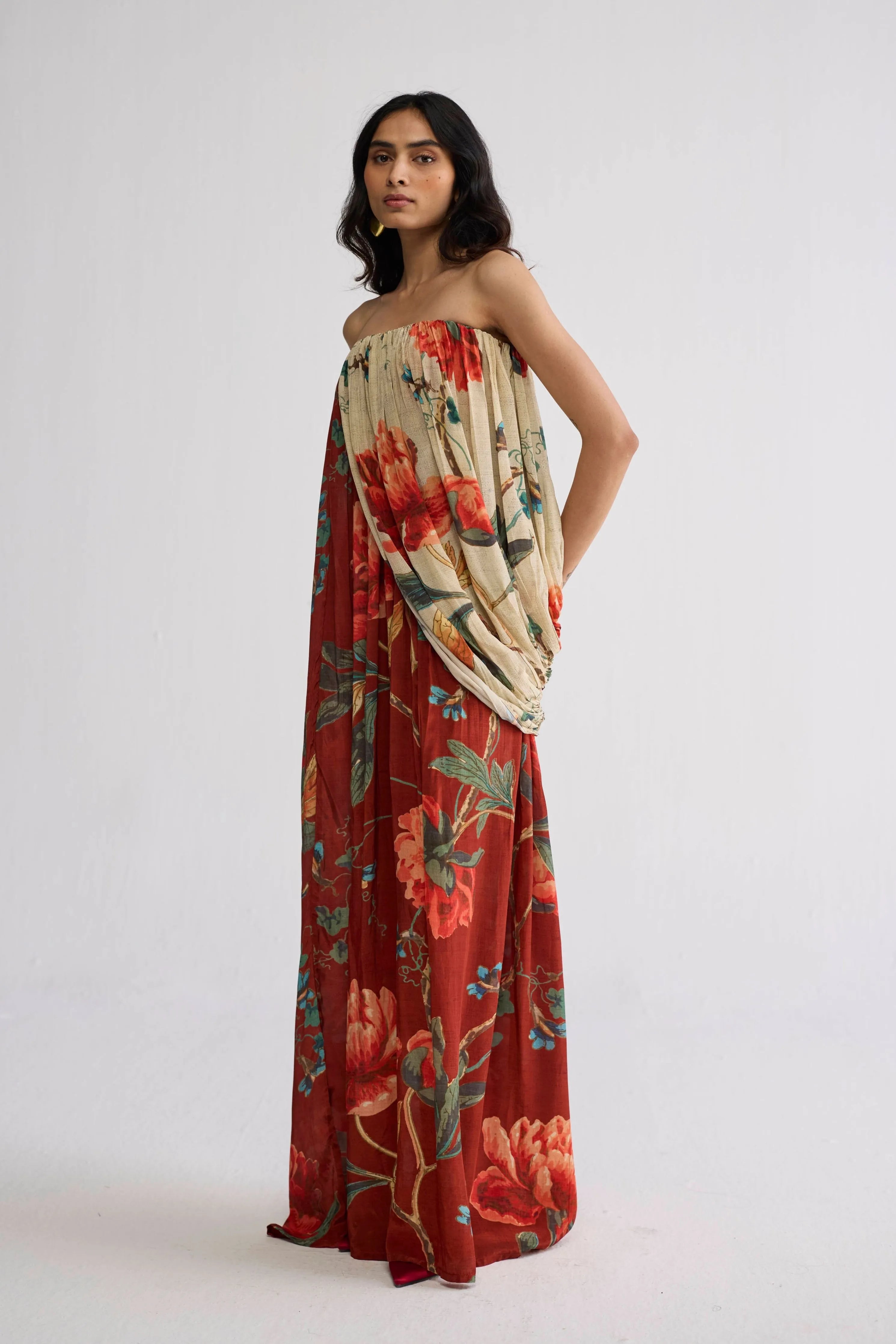 Vine Crepe Draped Dress