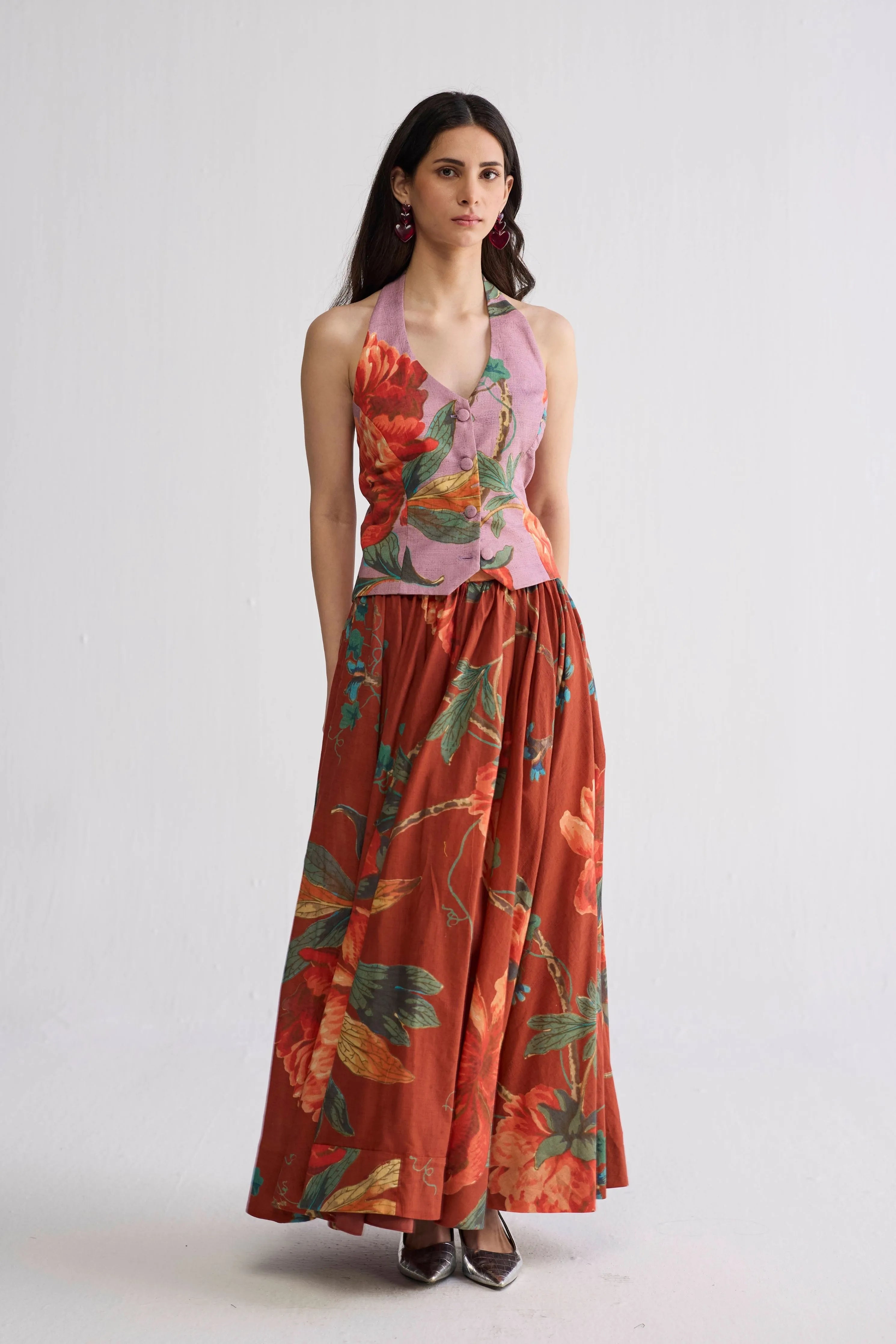 Vine & Berry Halterneck Waistcoat & Skirt Set