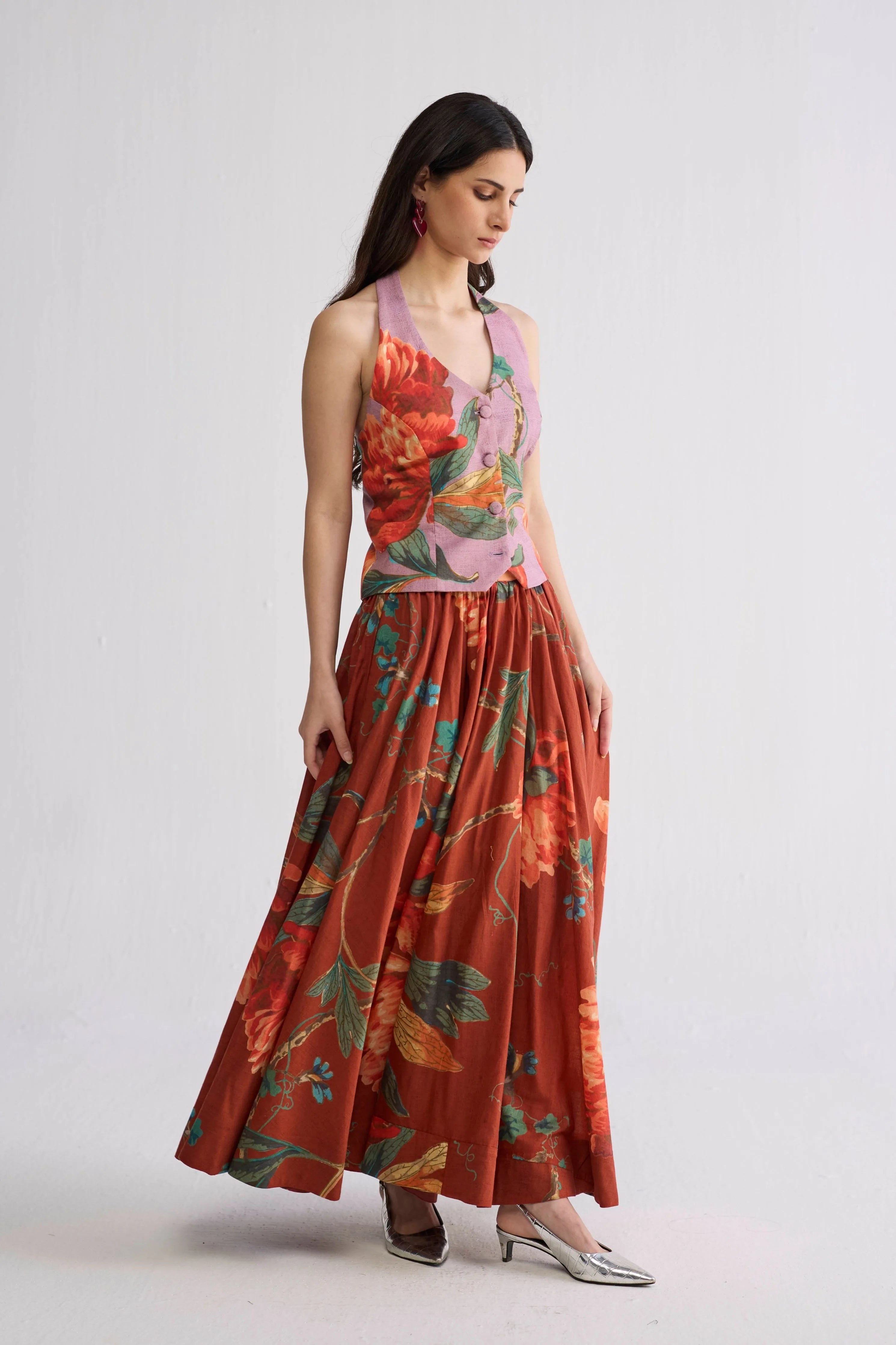 Vine & Berry Halterneck Waistcoat & Skirt Set