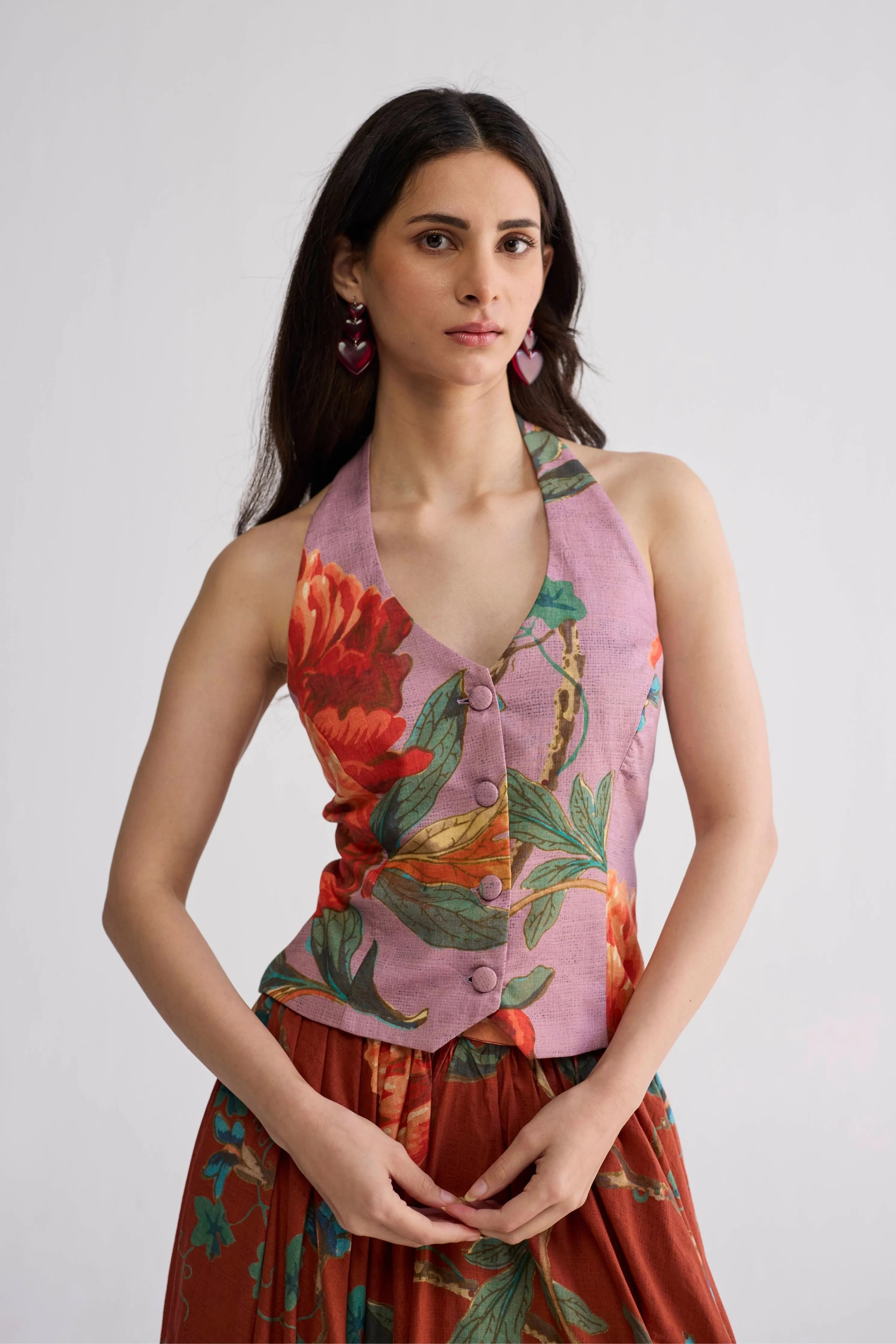 Vine & Berry Halterneck Waistcoat & Skirt Set