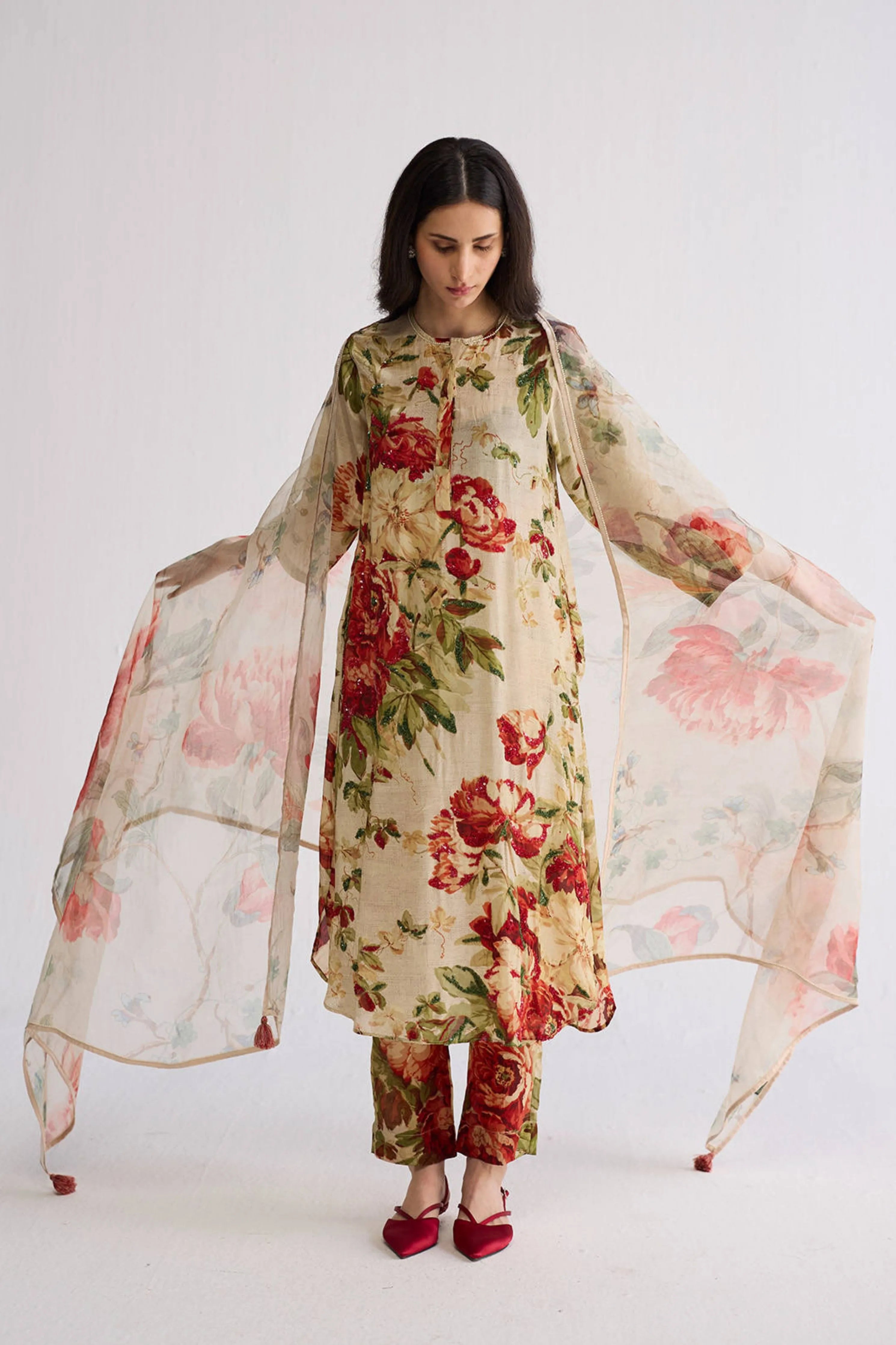 White Rose Organza Dupatta