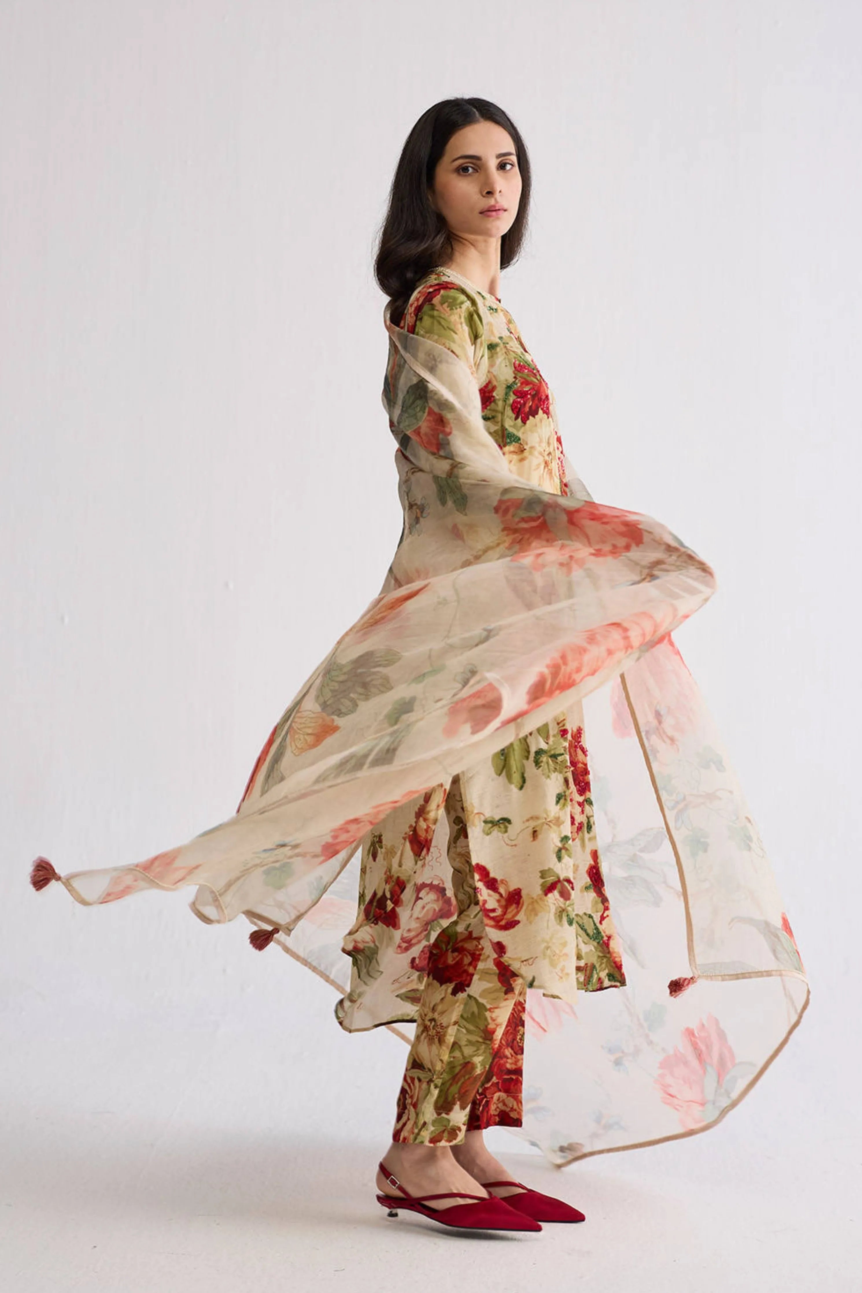 White Rose Organza Dupatta
