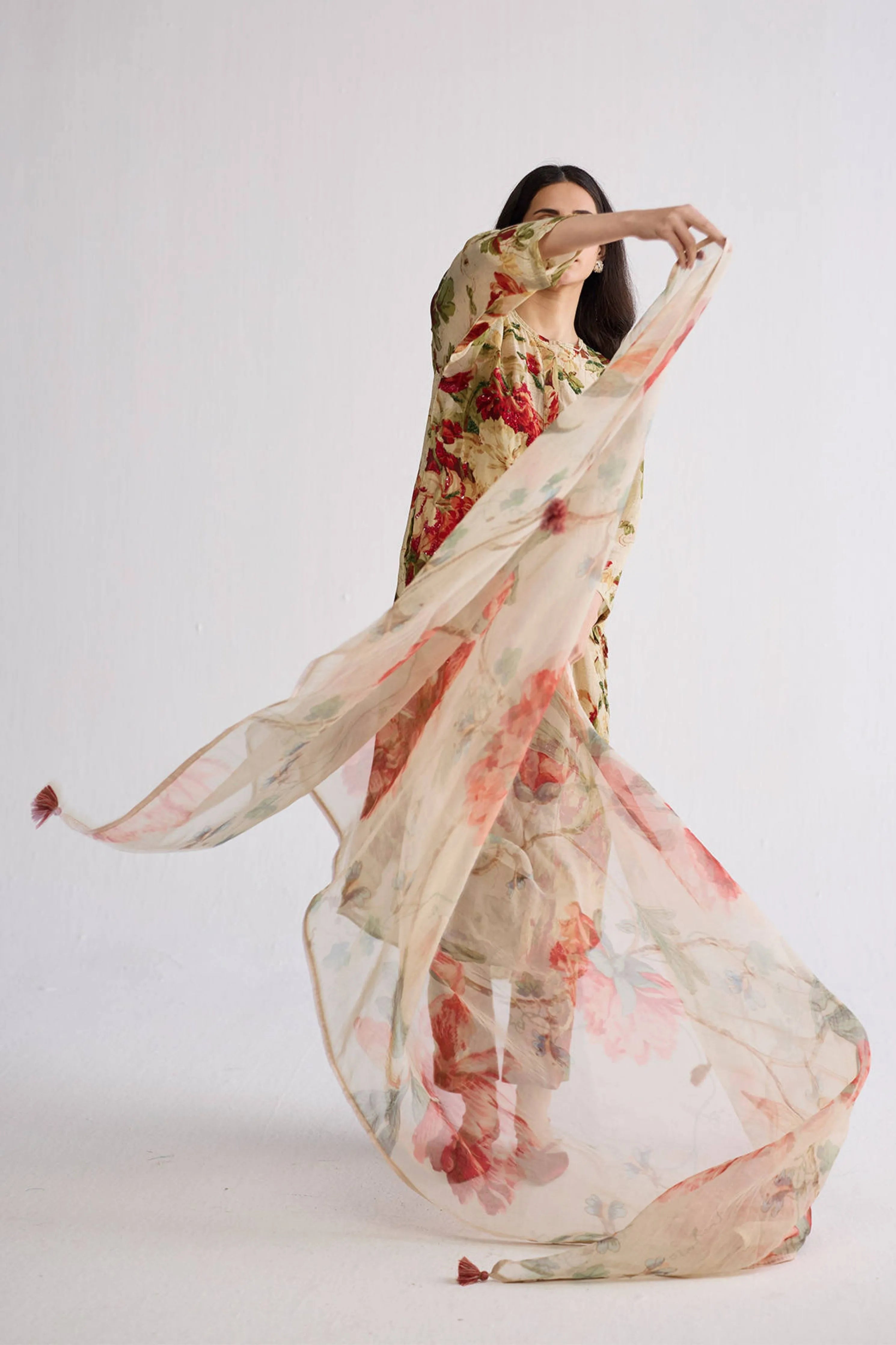White Rose Organza Dupatta