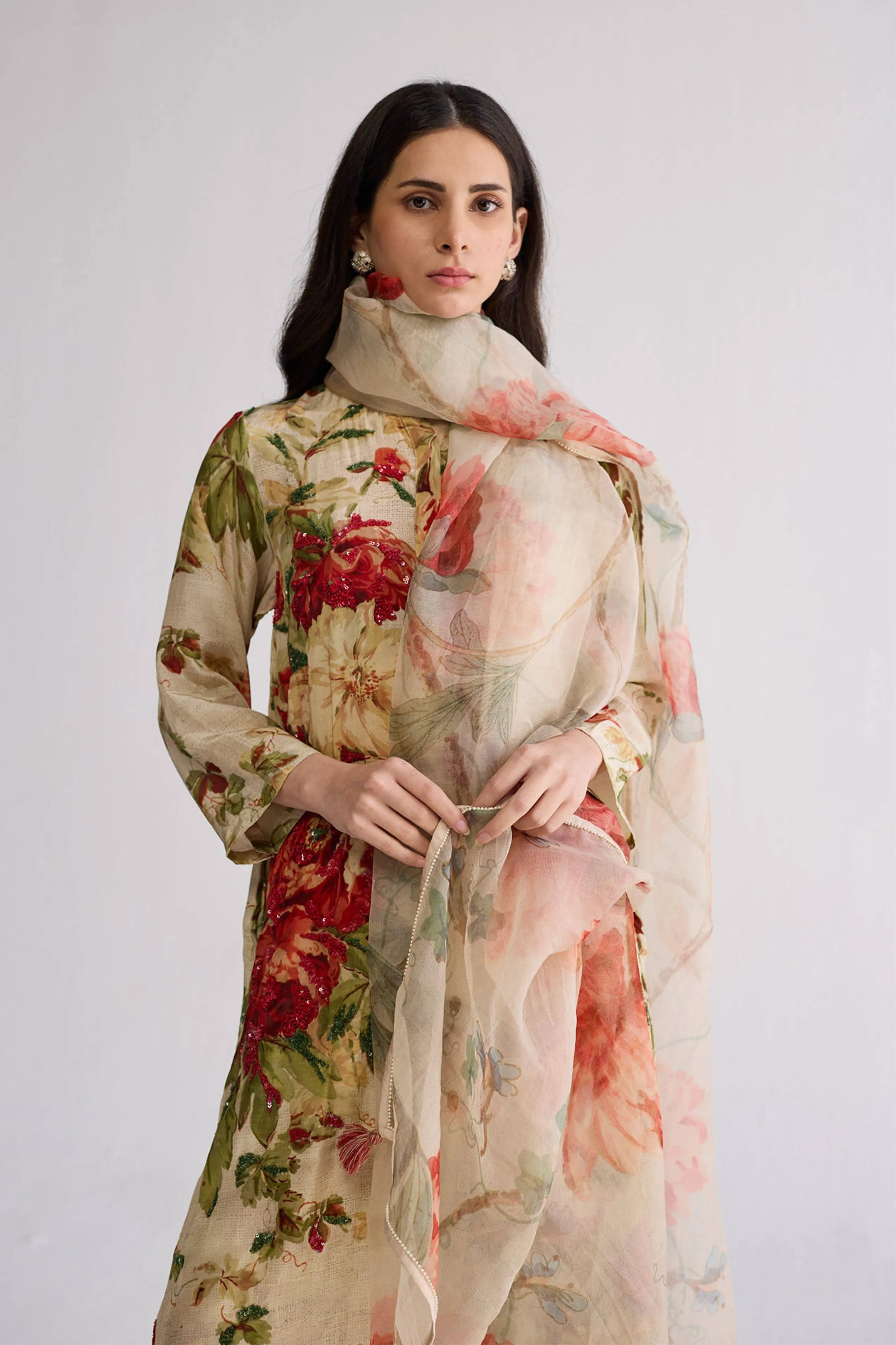 White Rose Organza Dupatta